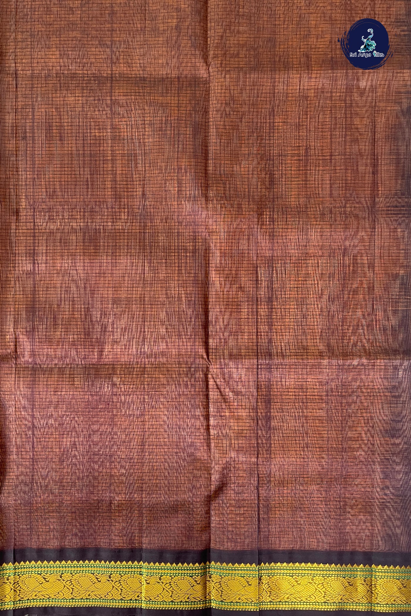 Peach Checked Saree With Checked Pattern