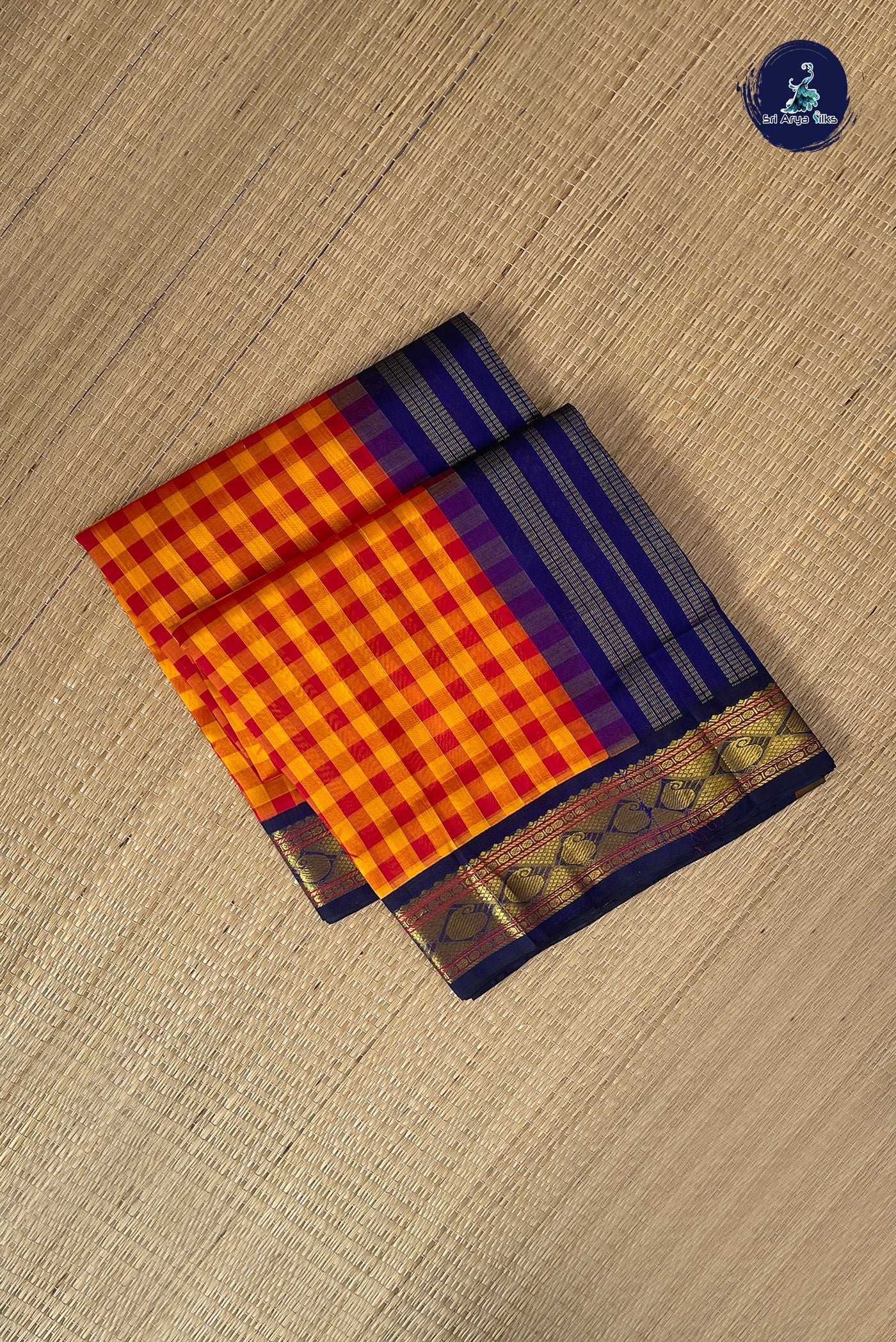 Multi Colour Checked Saree With Paalum Pazham Kattam Pattern