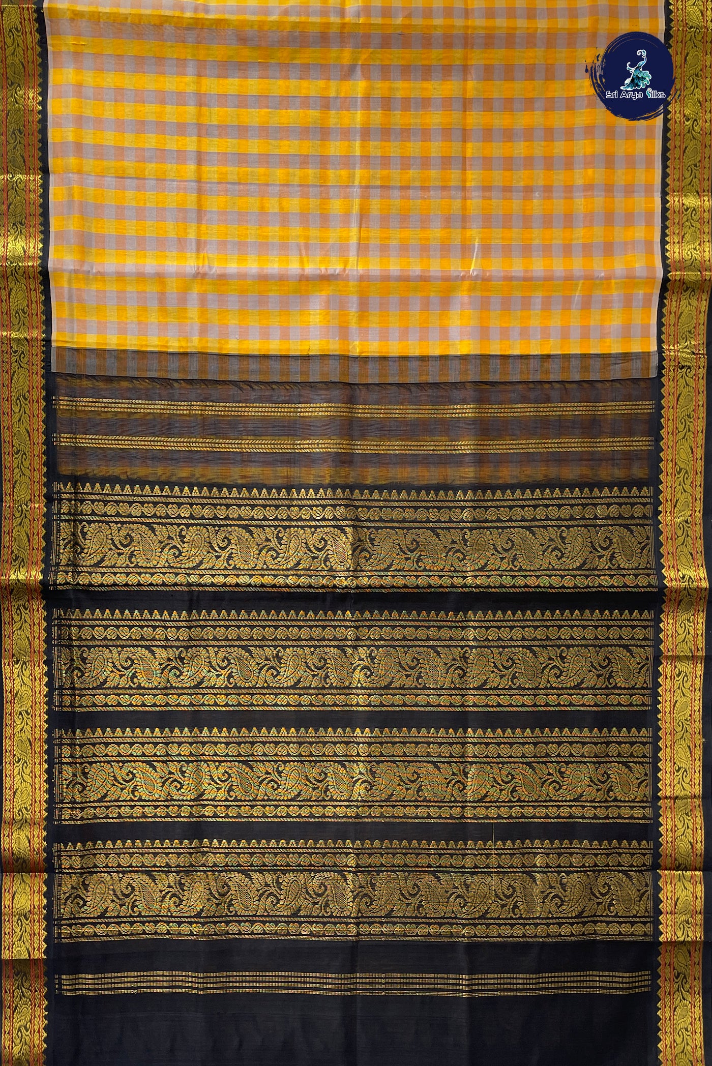 Multi Colour Checked Saree With Paalum Pazham Kattam Pattern