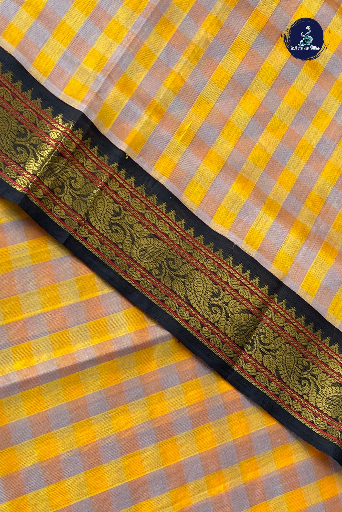 Multi Colour Checked Saree With Paalum Pazham Kattam Pattern