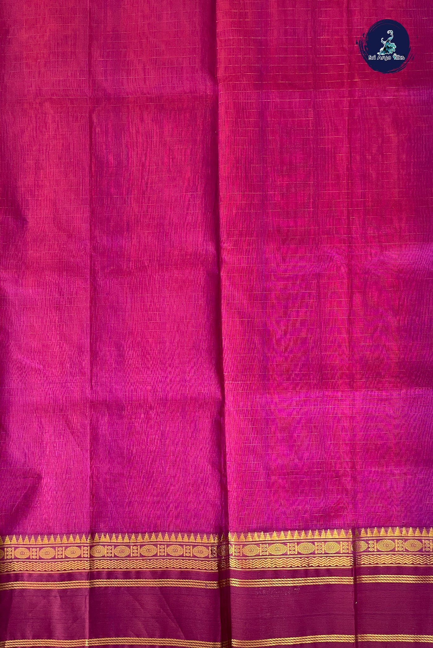 Pink Checked Saree With Zari Checked Pattern