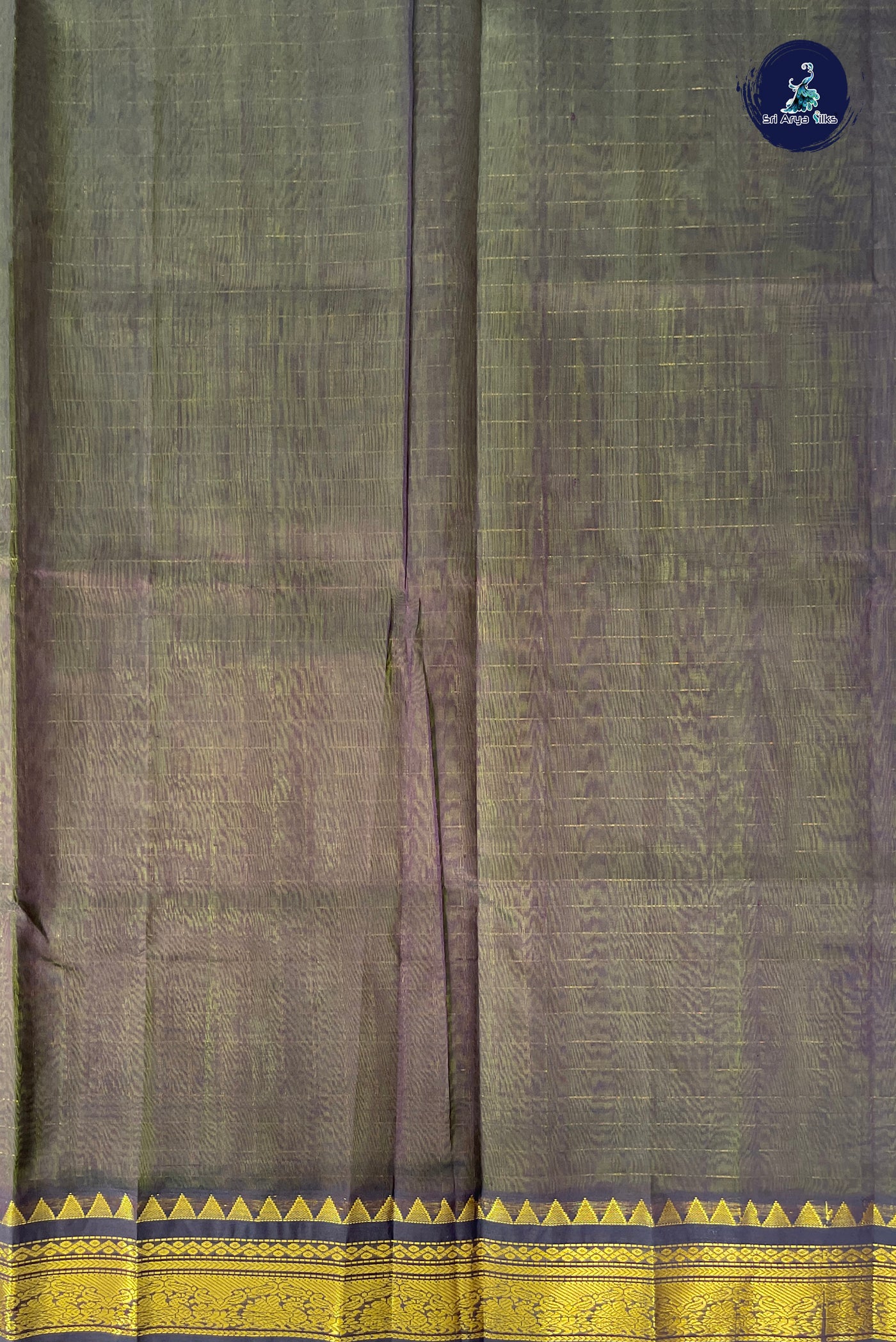 Green Checked Saree With Zari Checked Pattern