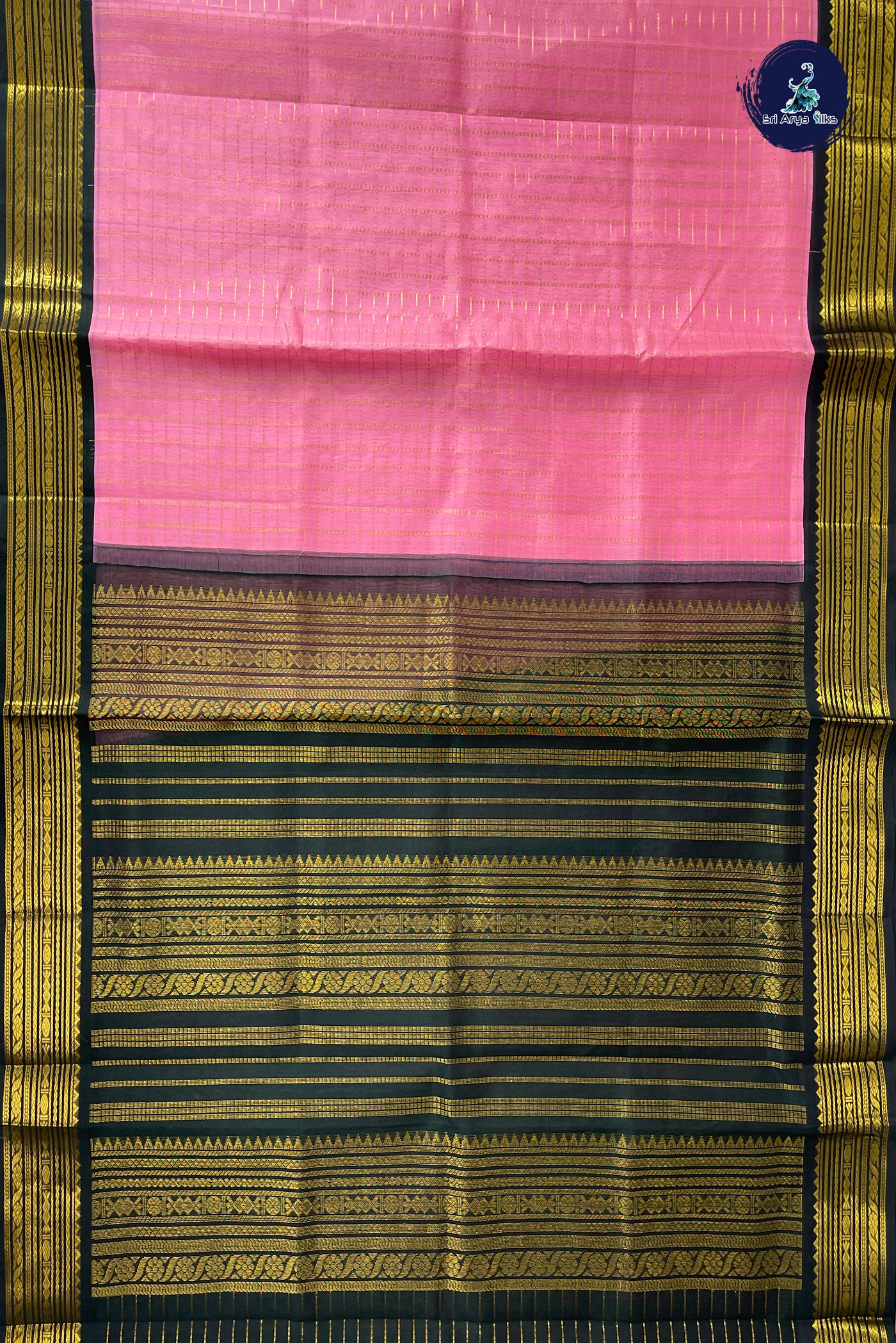 Pink Checked Saree With Zari Checked Pattern