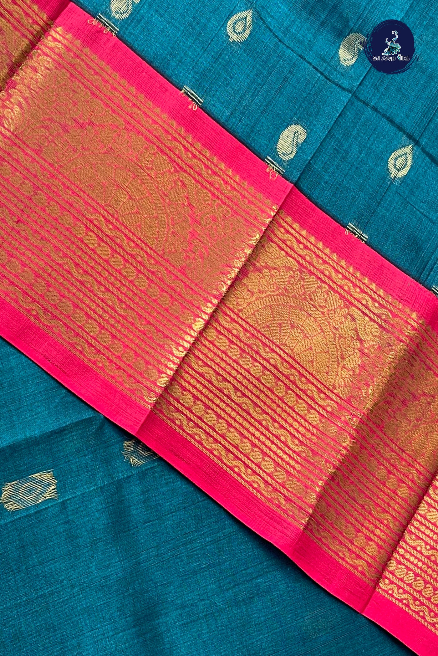 Green Korvai Silk Cotton Saree With Zari Buttas Pattern