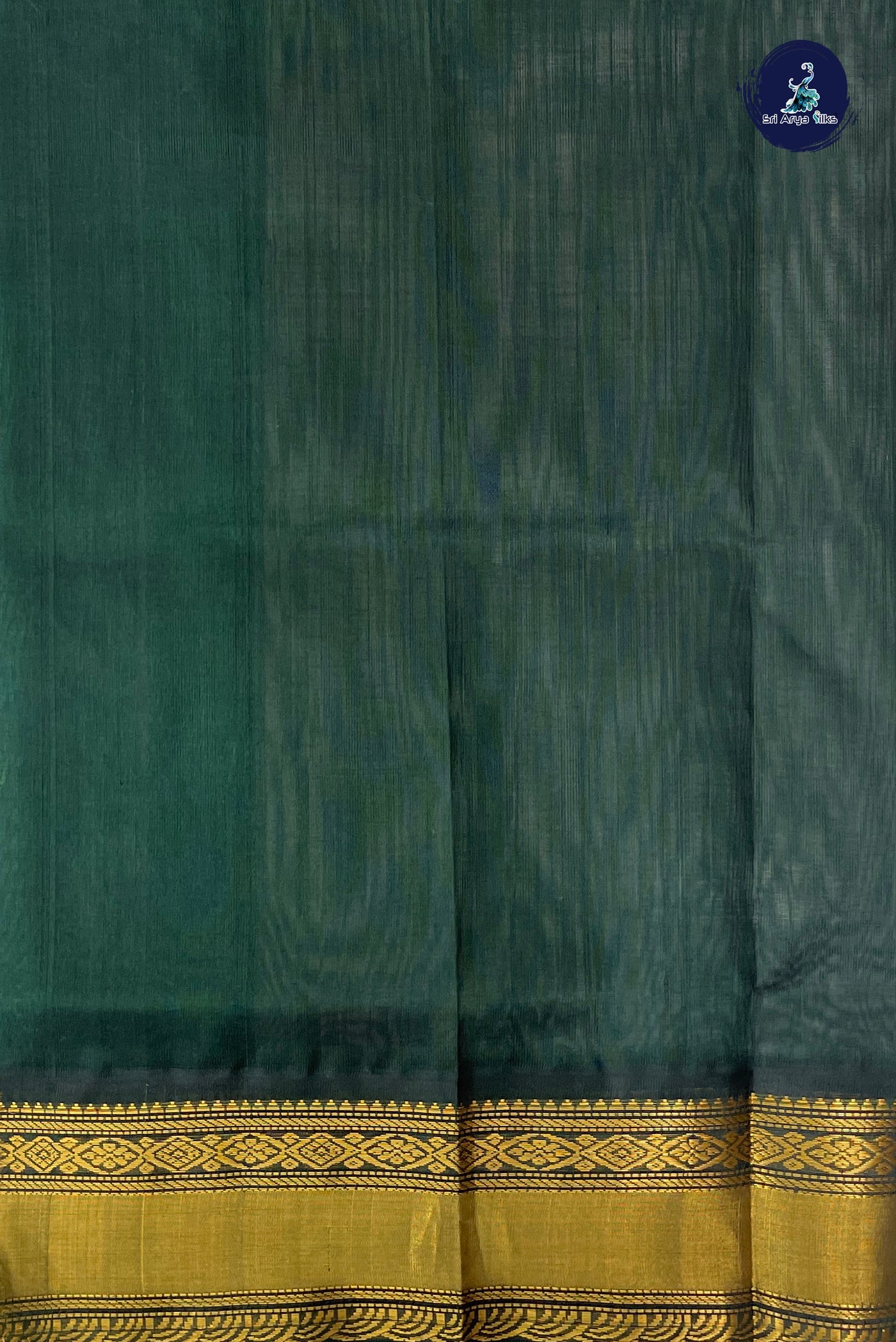 Bluish Green Korvai Silk Cotton Saree With Zari Buttas Pattern