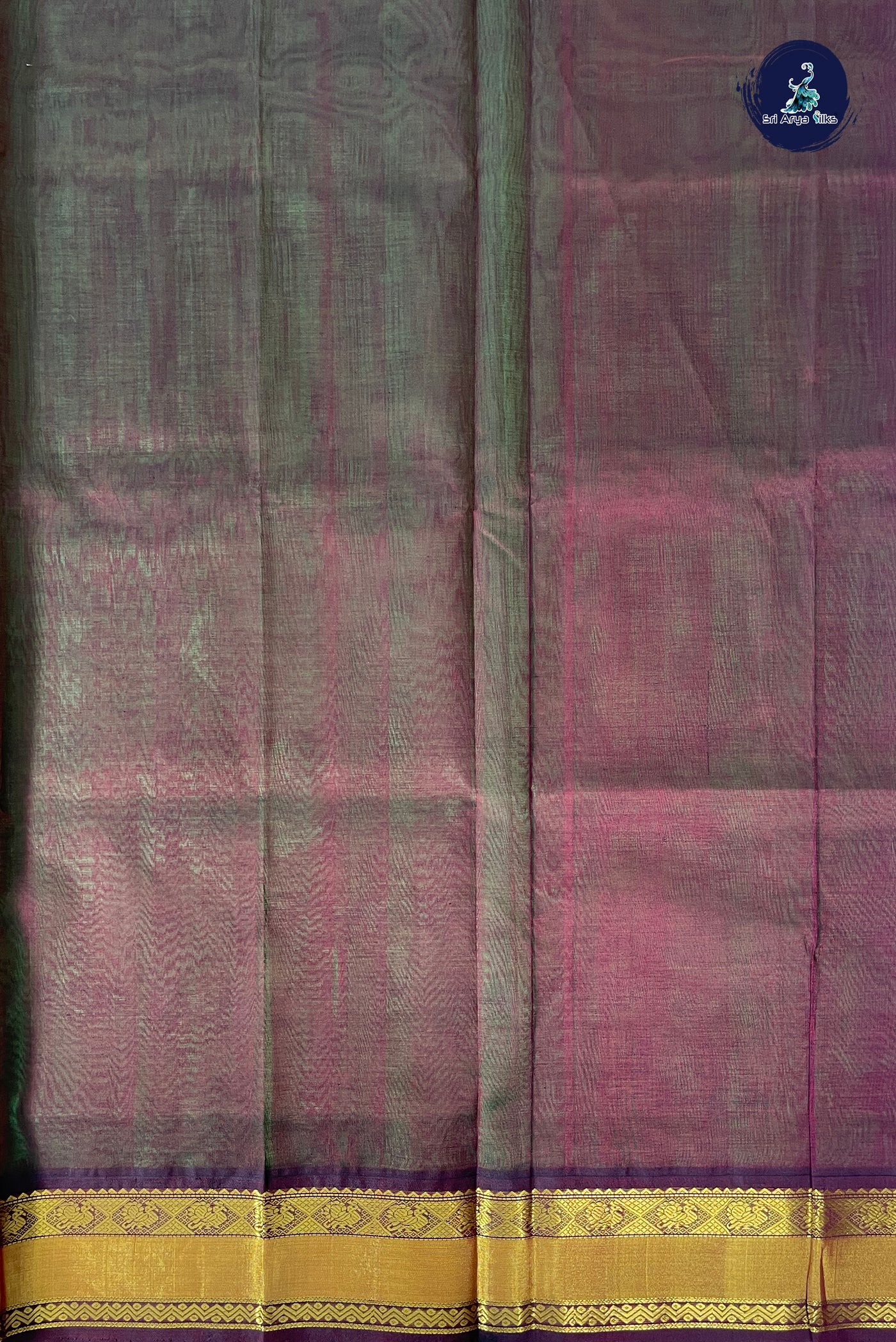 Parrot Green Korvai Silk Cotton Saree With Zari Buttas Pattern