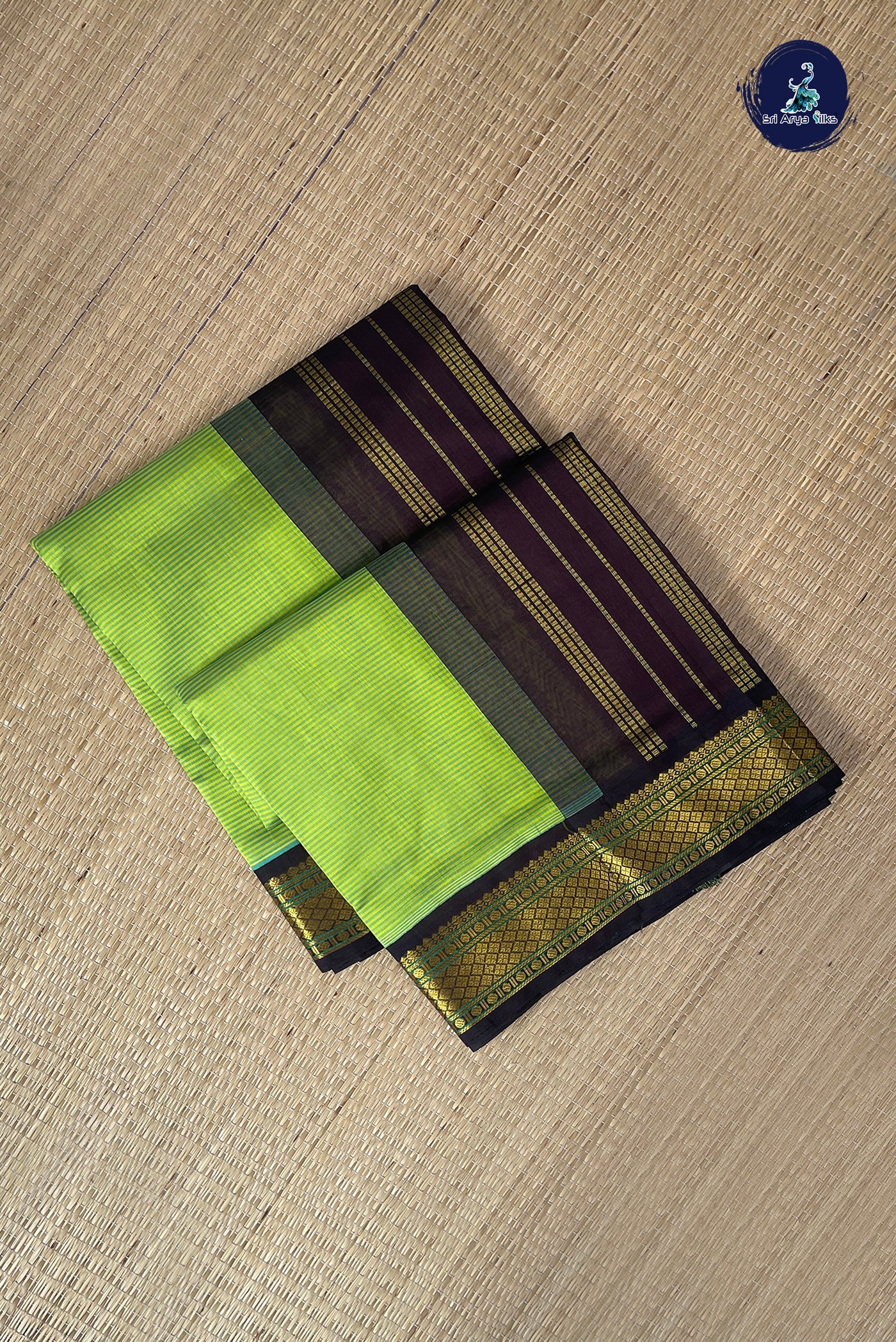 Multi Colour Korvai Silk Cotton Saree With Stripes Pattern
