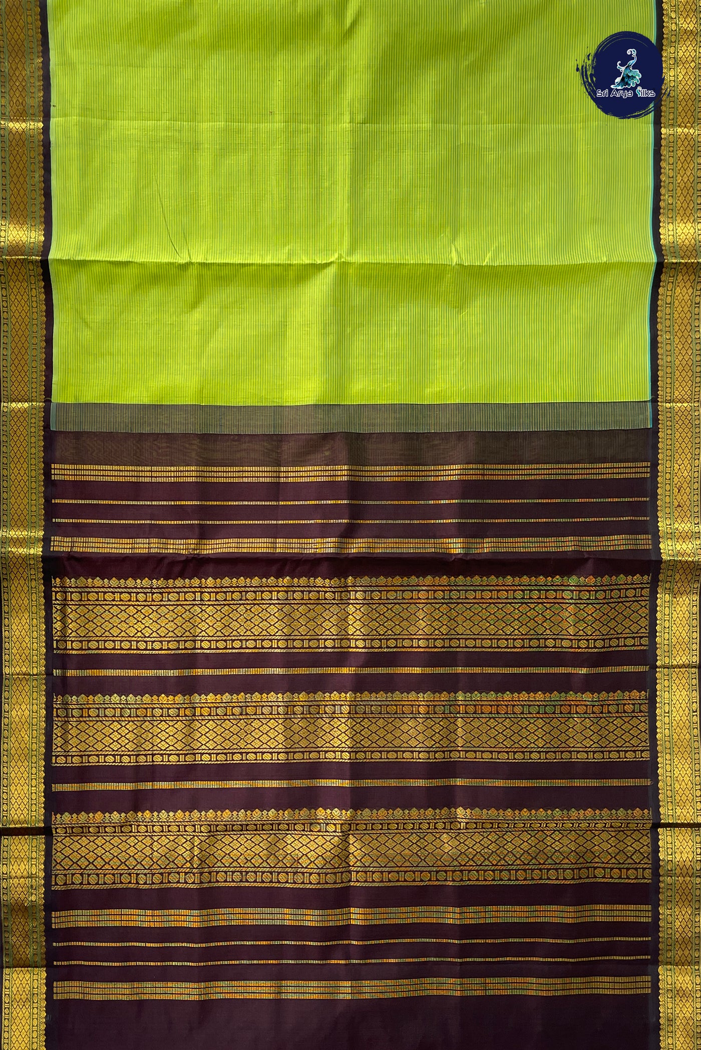 Multi Colour Korvai Silk Cotton Saree With Stripes Pattern