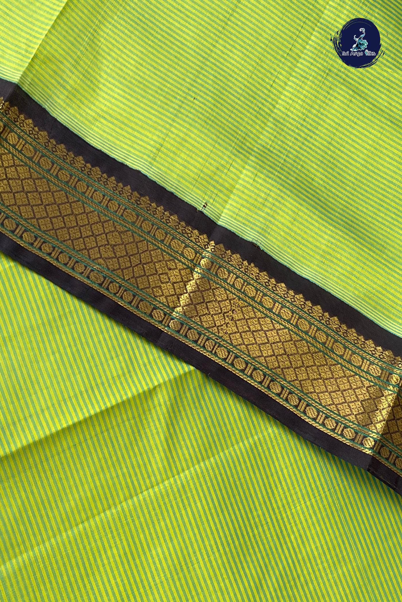 Multi Colour Korvai Silk Cotton Saree With Stripes Pattern