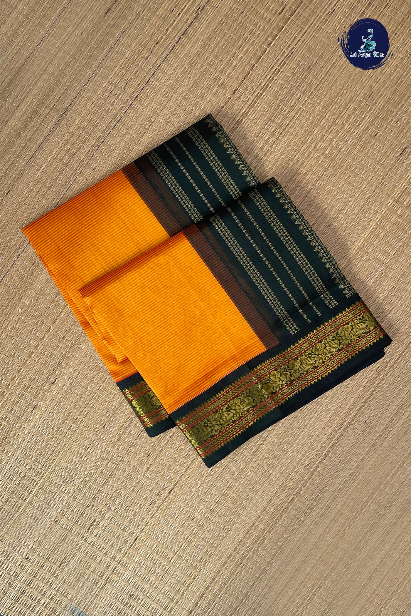 Multi Colour Korvai Silk Cotton Saree With Stripes Pattern