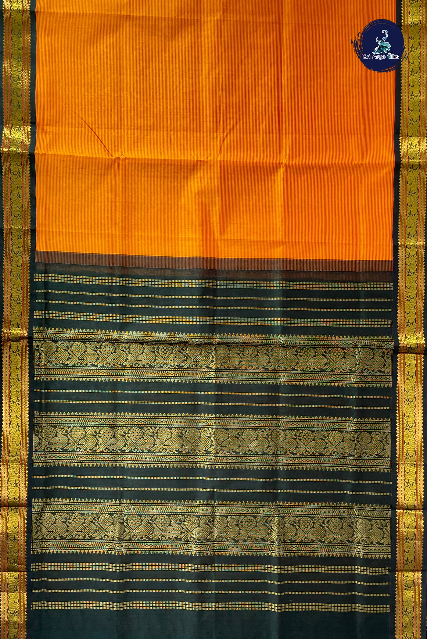 Multi Colour Korvai Silk Cotton Saree With Stripes Pattern