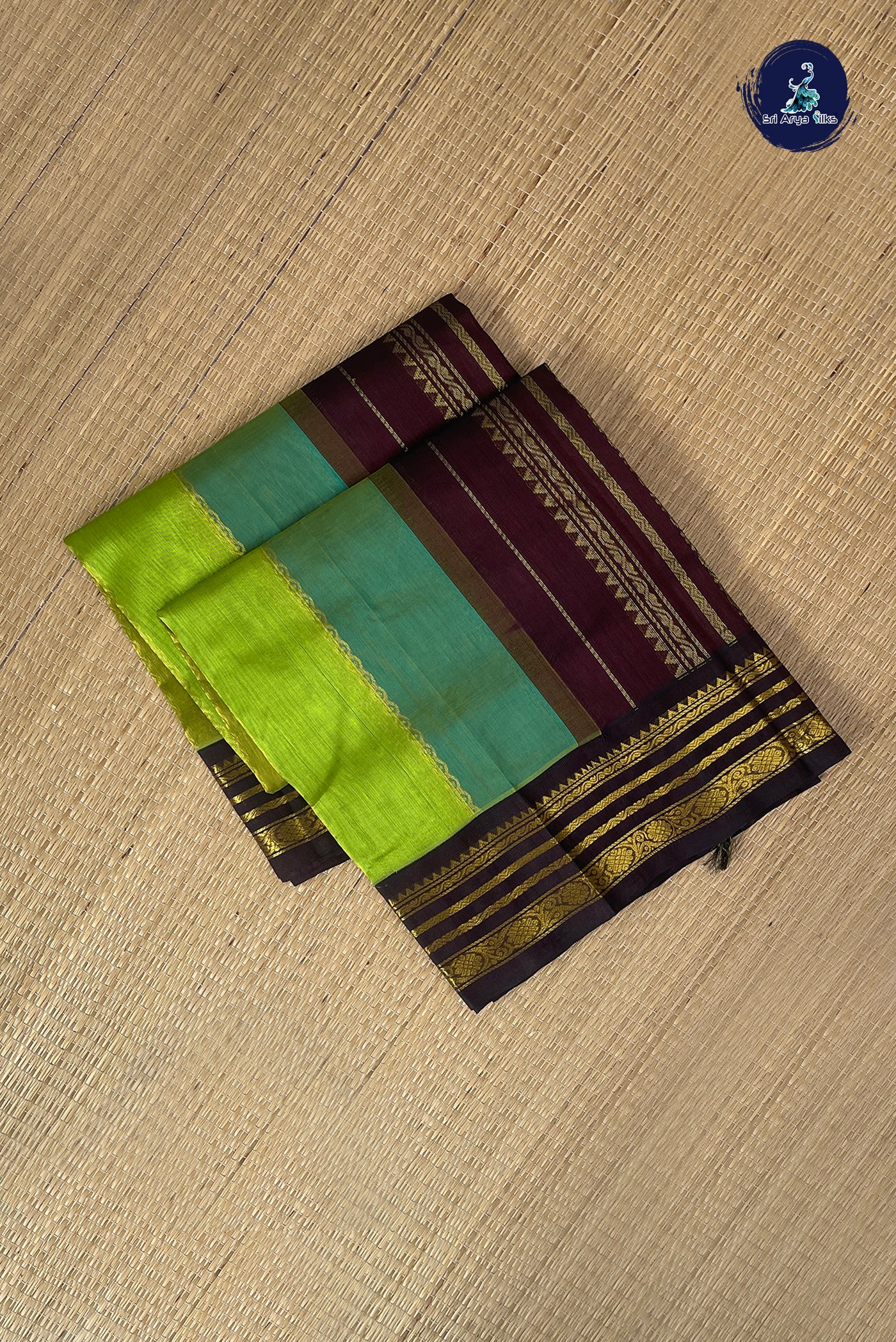 Multi Colour Korvai Silk Cotton Saree With Stripes Pattern