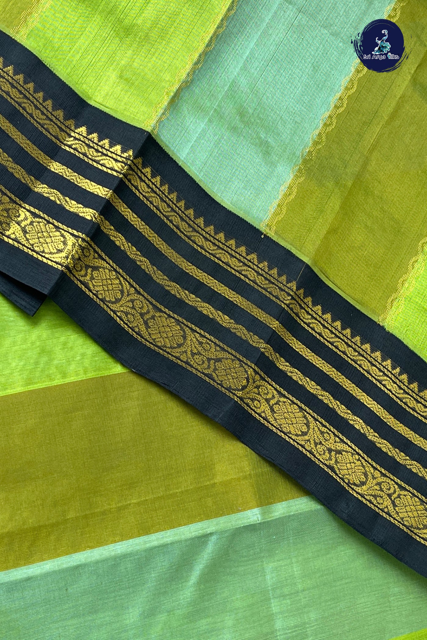 Multi Colour Korvai Silk Cotton Saree With Stripes Pattern