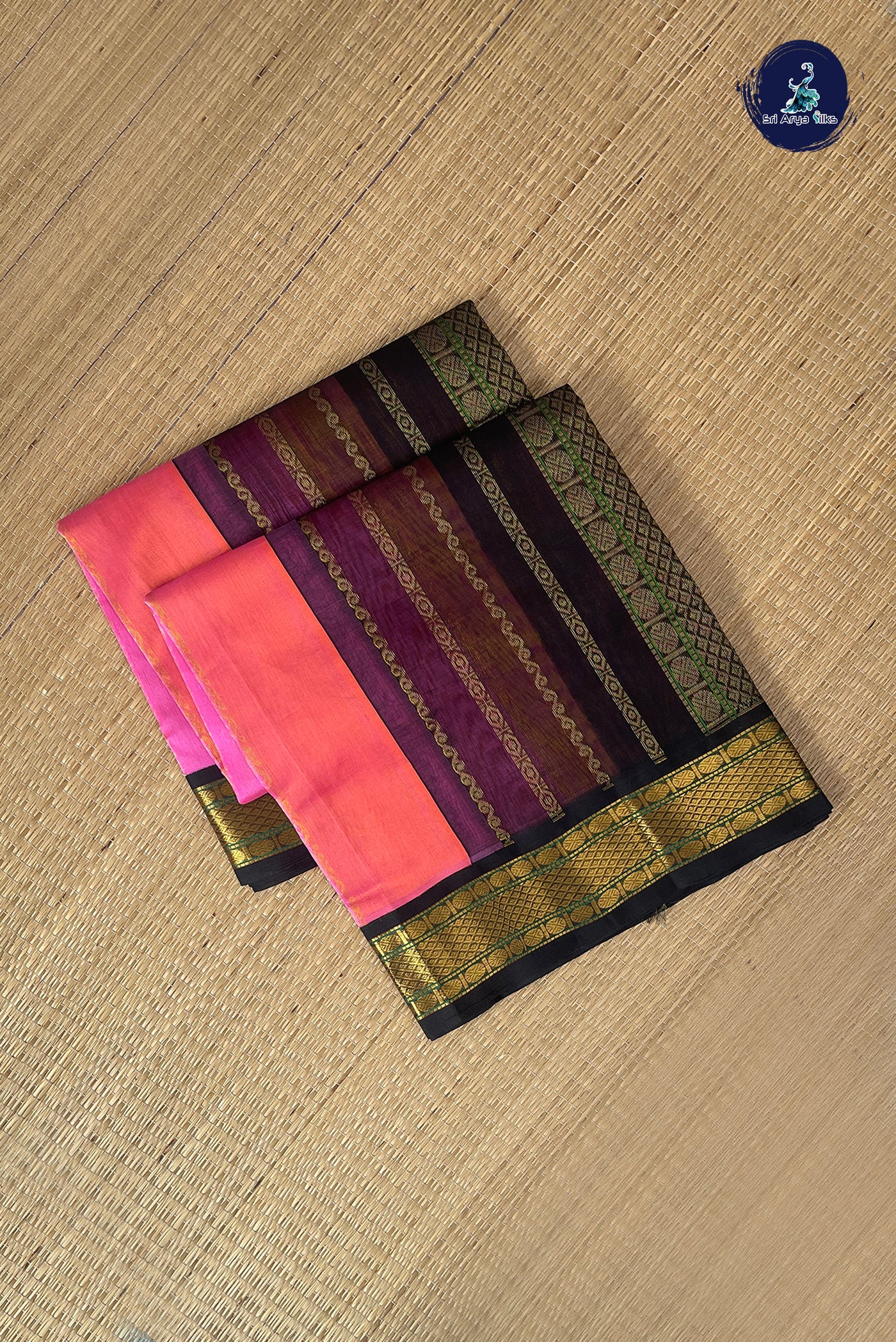 Multi Colour Korvai Silk Cotton Saree With Stripes Pattern
