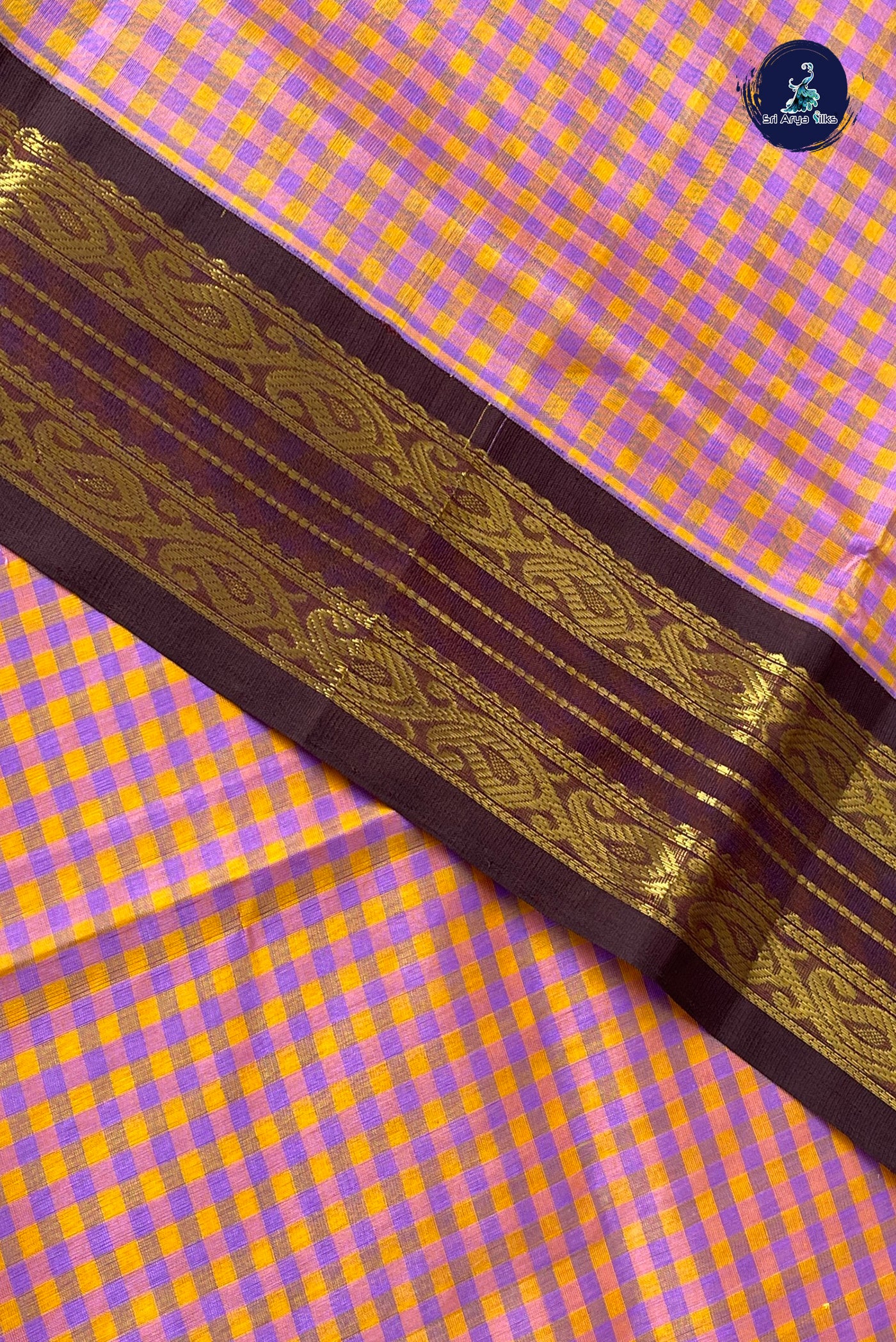 Multi Colour Checked Saree With Checked Pattern