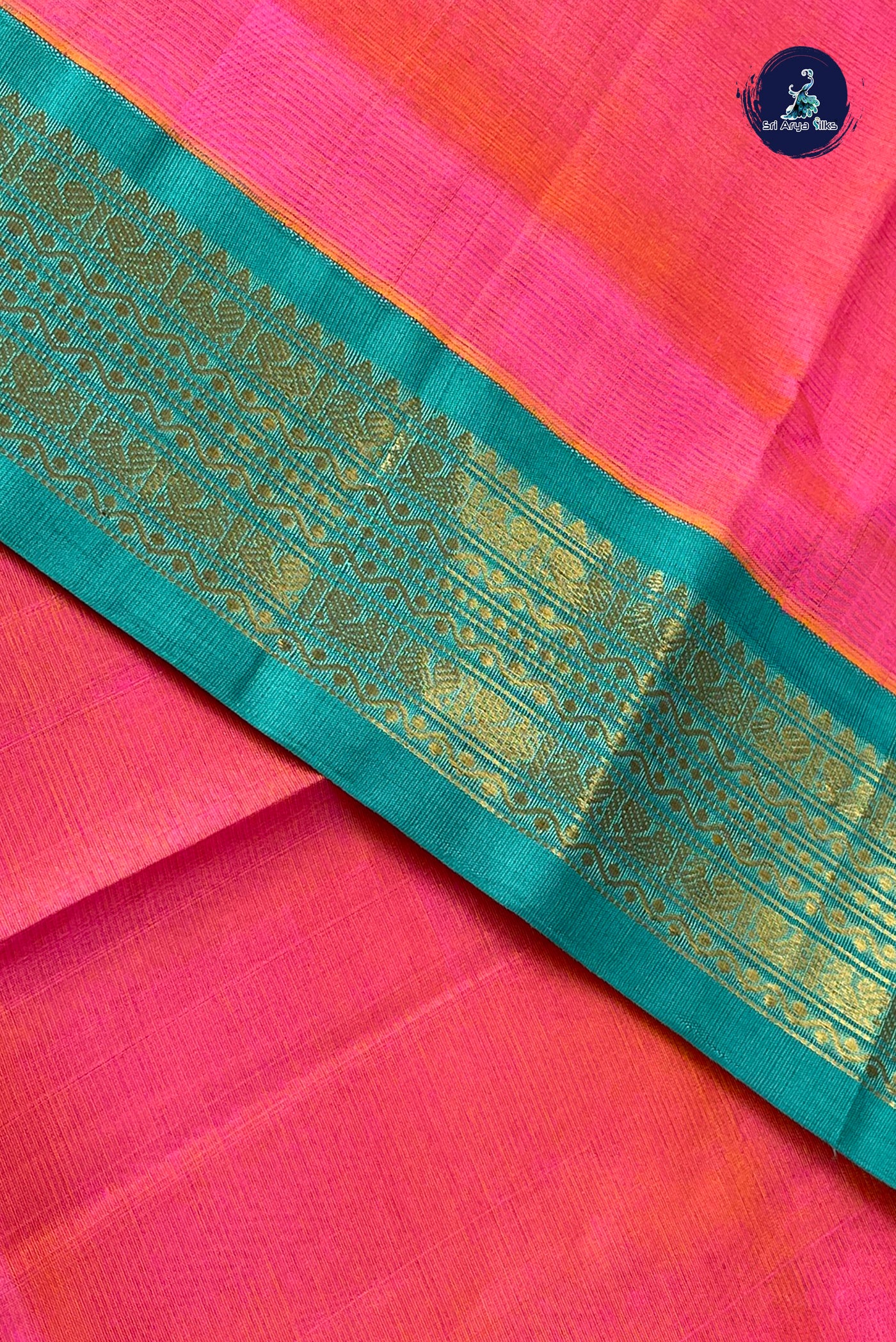 Dual Tone Pink Vaira Oosi Silk Cotton Saree With Vaira Oosi Pattern