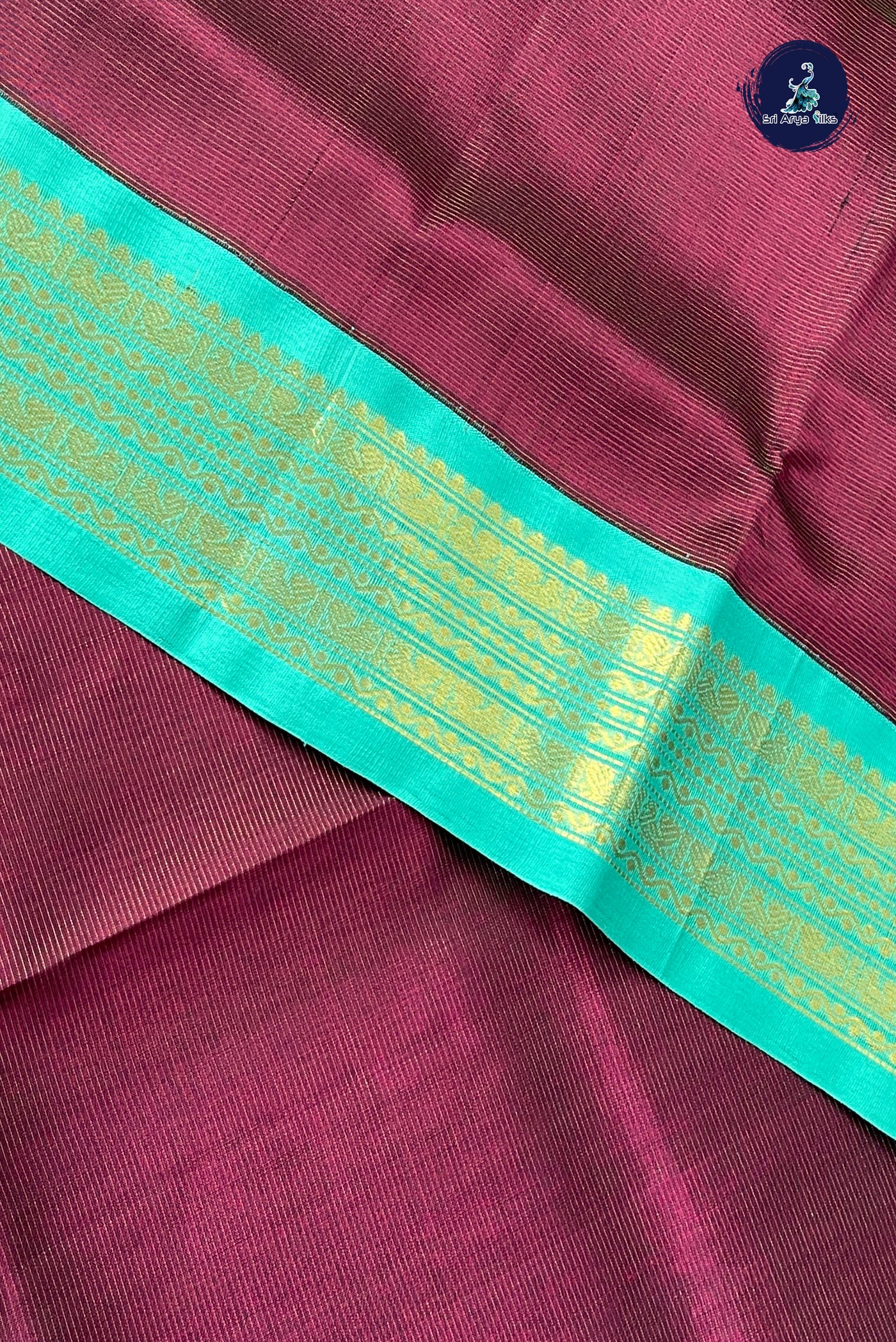 Burgundy Vaira Oosi Silk Cotton Saree With Vaira Oosi Pattern
