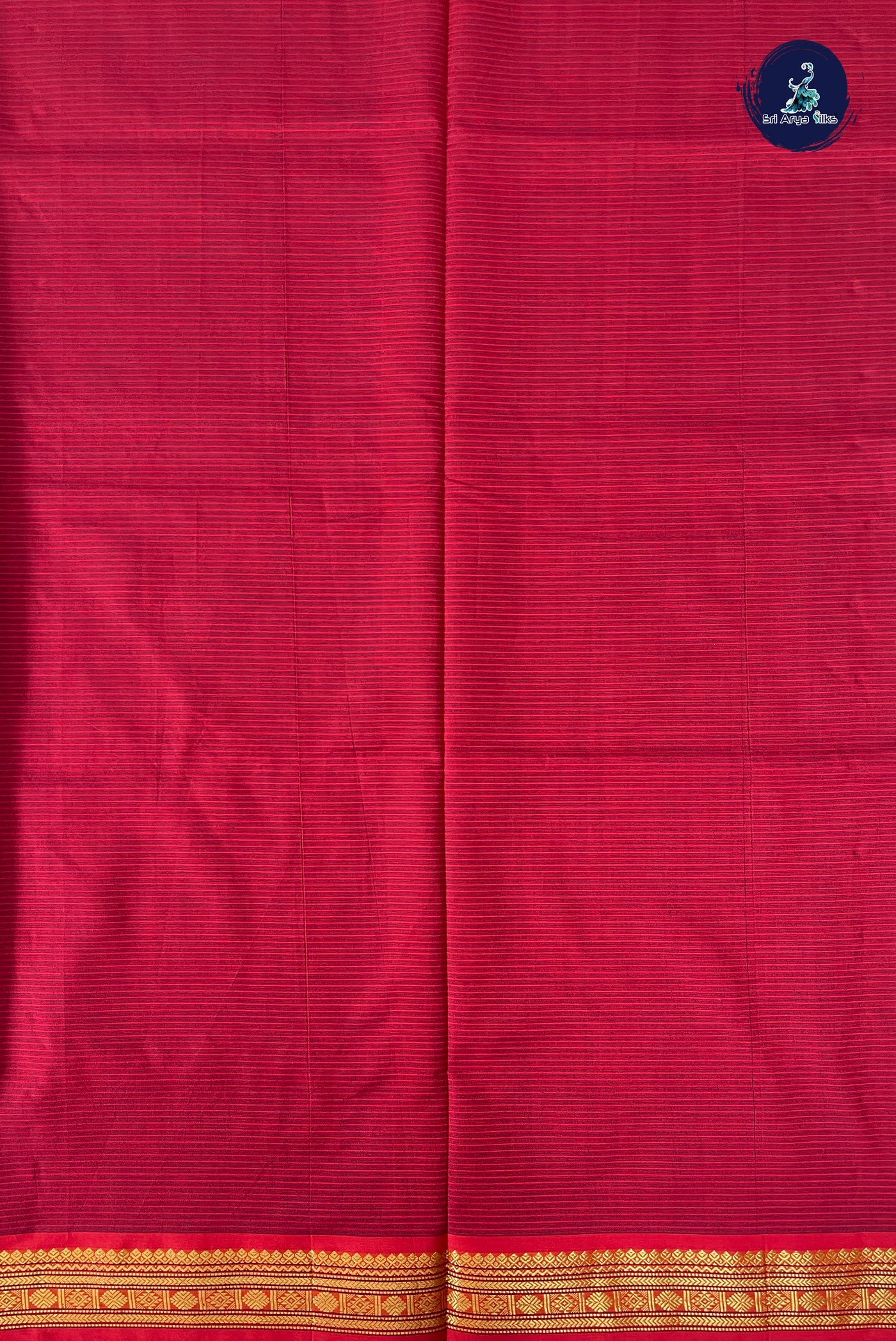 Dark Green Half Pure Silk Cotton Saree With Doria Lines Pattern