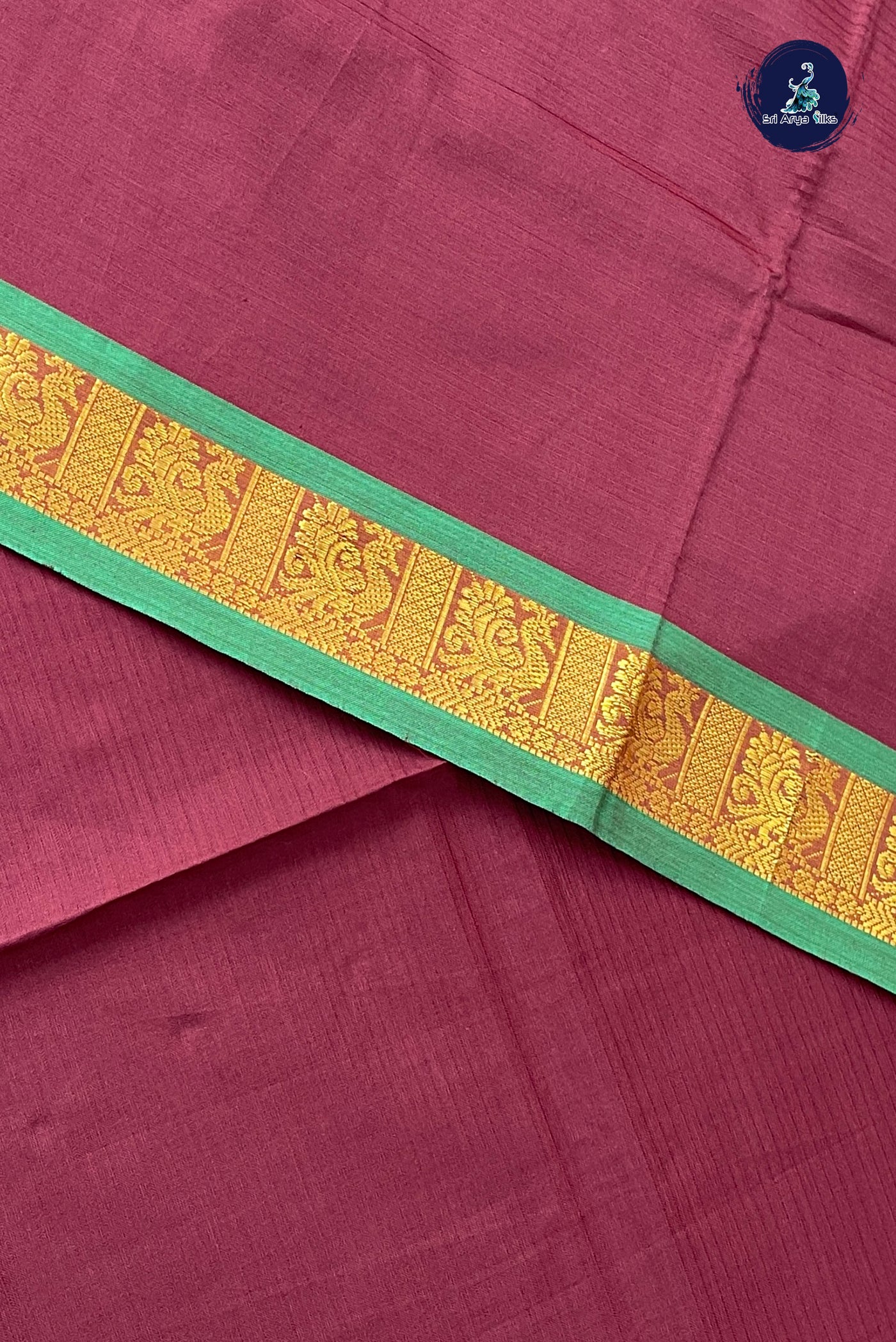 Brown Half Pure Silk Cotton Saree With Doria Lines Pattern