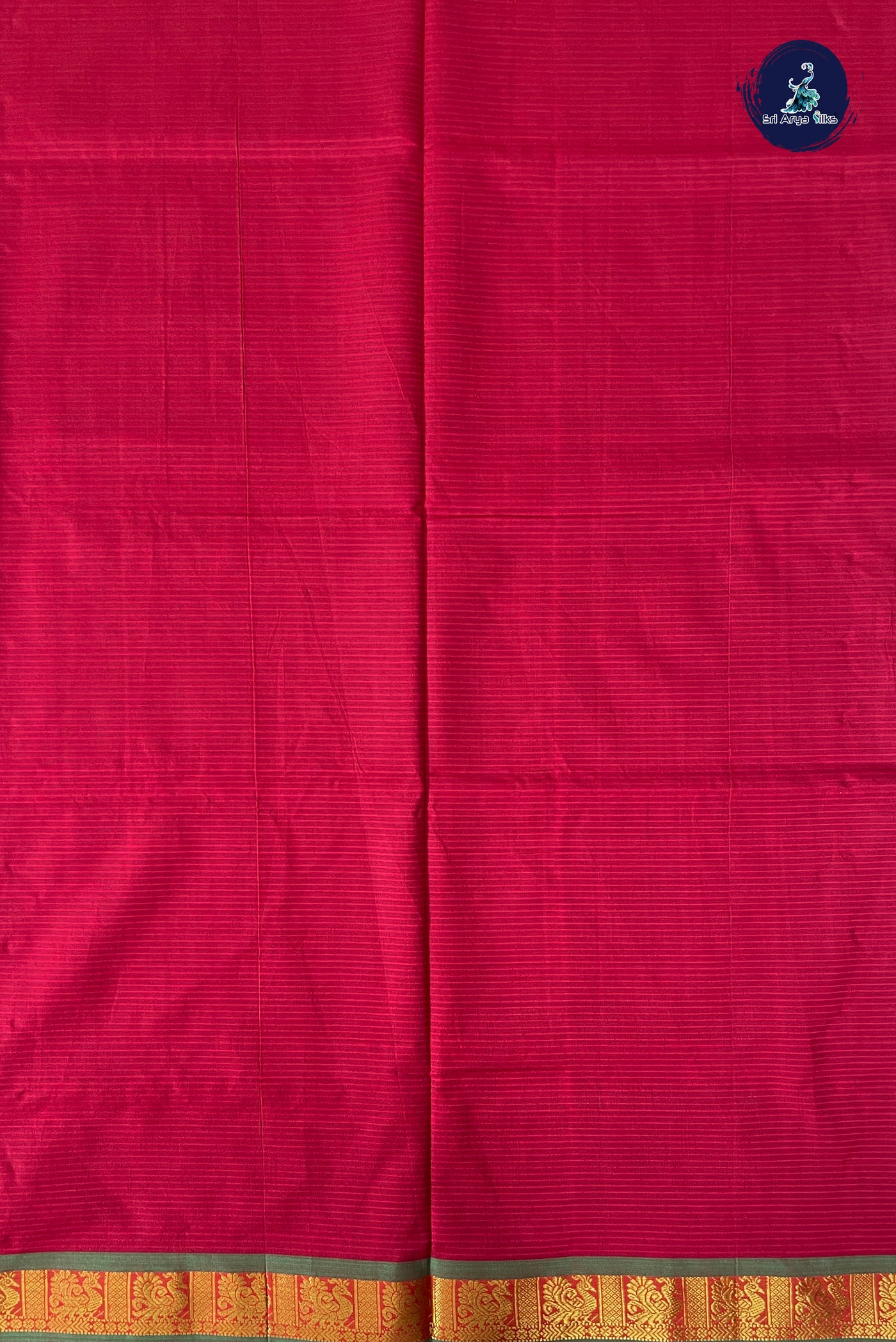 Brown Half Pure Silk Cotton Saree With Doria Lines Pattern