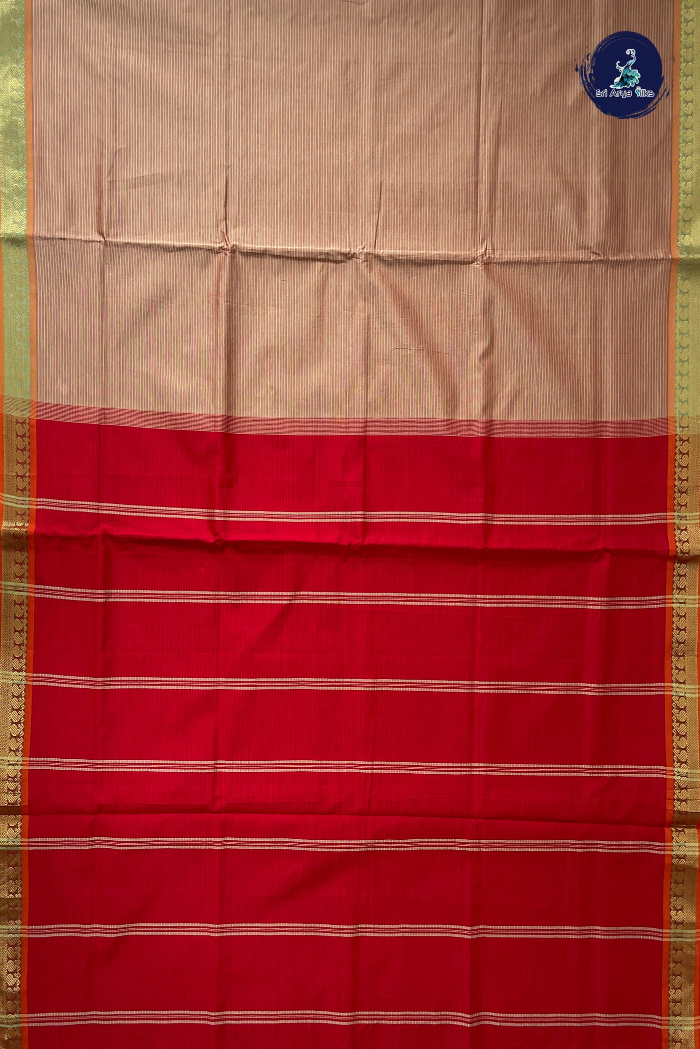 Pastel Shade Half Pure Silk Cotton Saree With Doria Lines Pattern