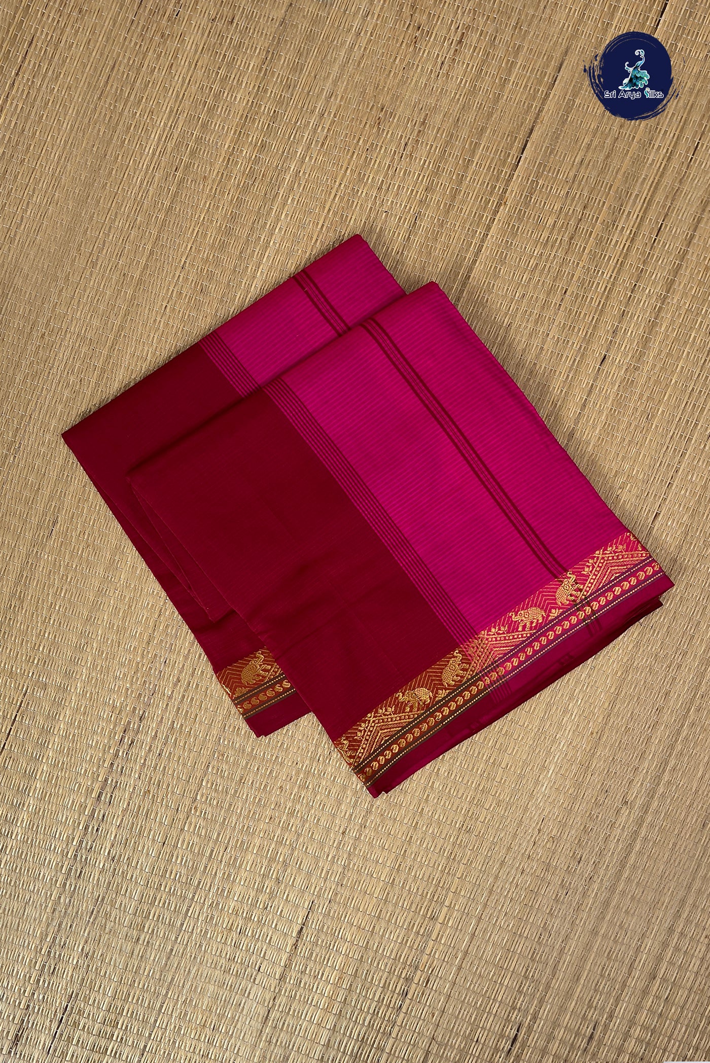 Brown Half Pure Silk Cotton Saree With Doria Lines Pattern