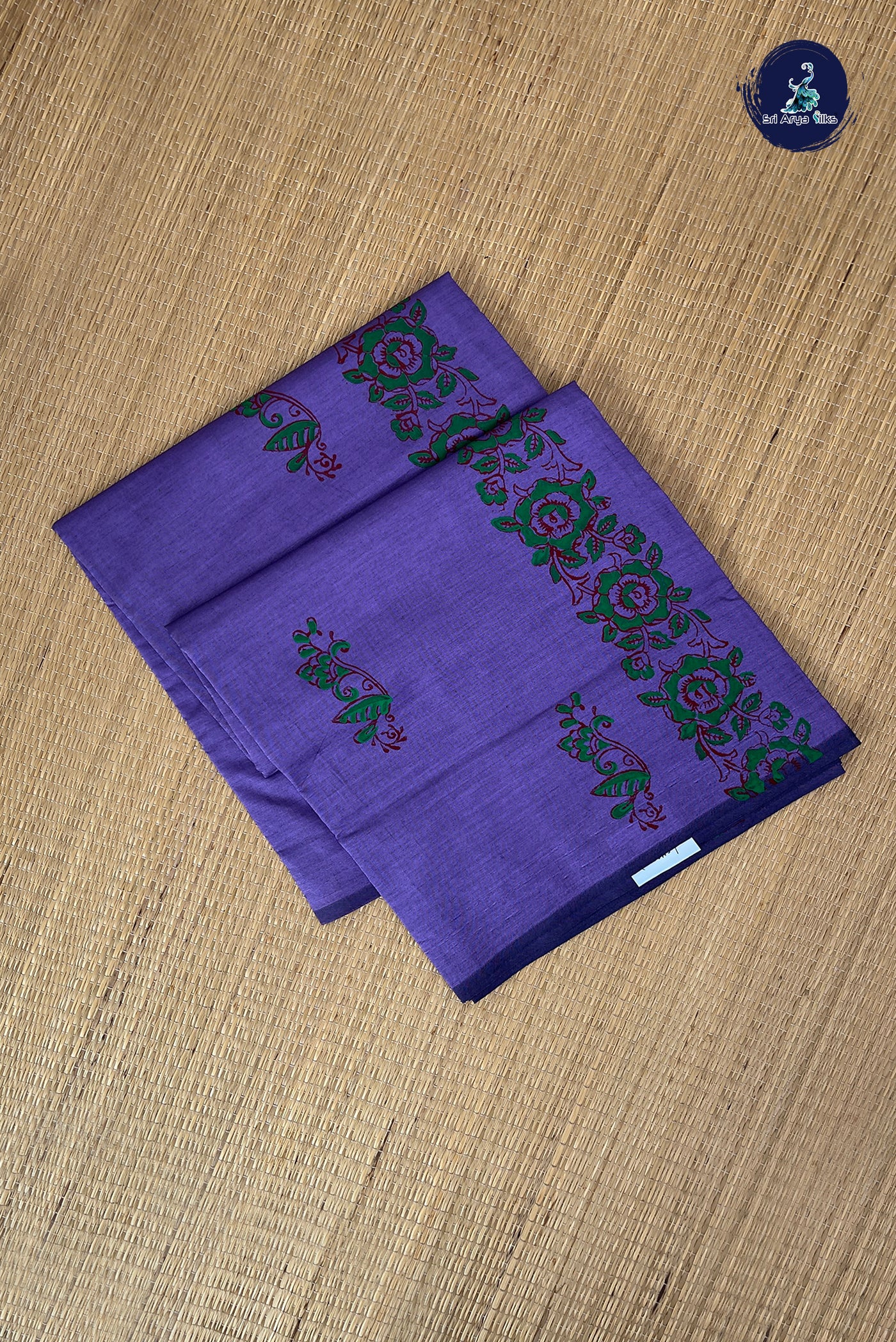 Lavender Half Pure Silk Cotton Saree With Printed Pattern