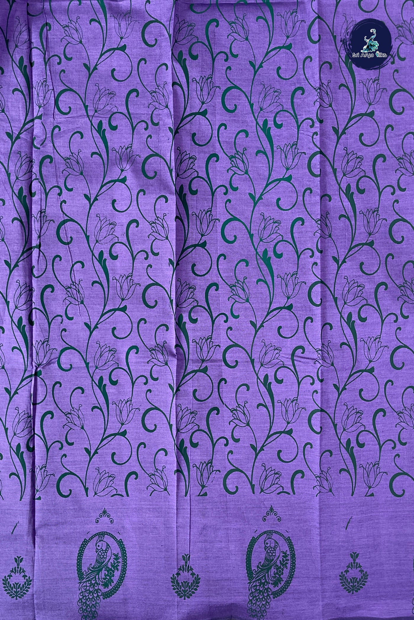 Green Half Pure Silk Cotton Saree With Printed Pattern