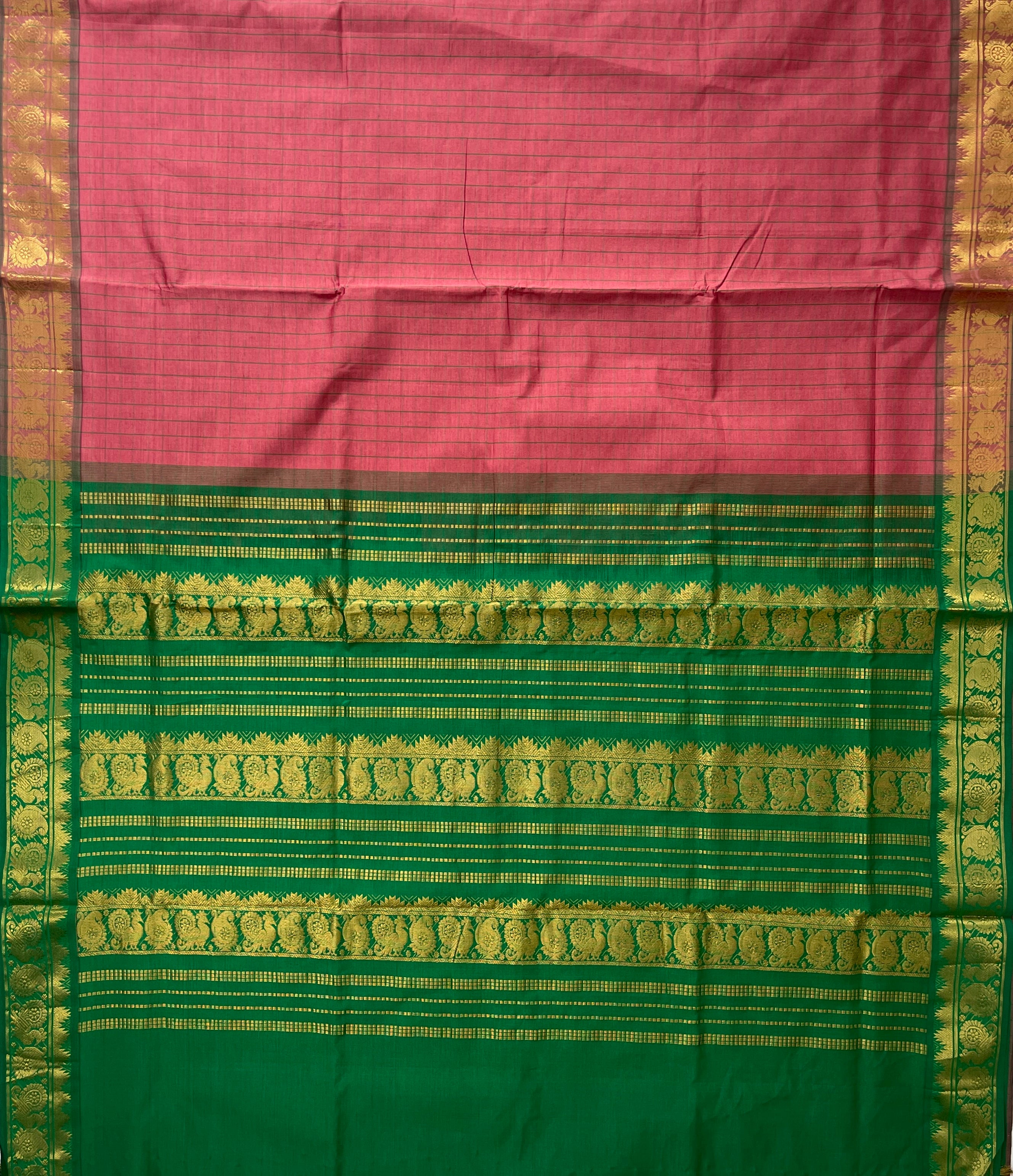 Caramel Shade Checked Saree With Checked Pattern