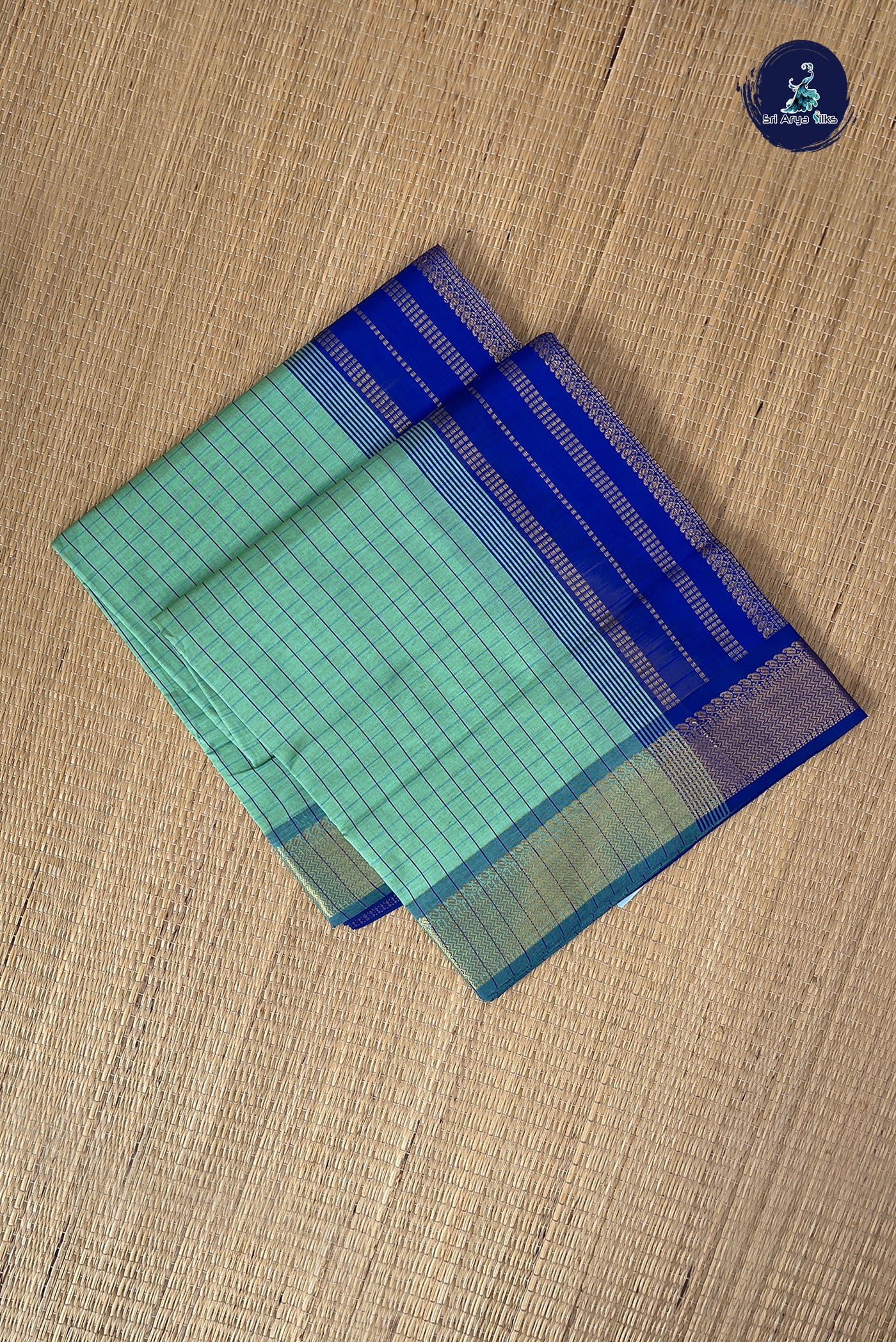 Pastel Shade Checked Saree With Checked Pattern