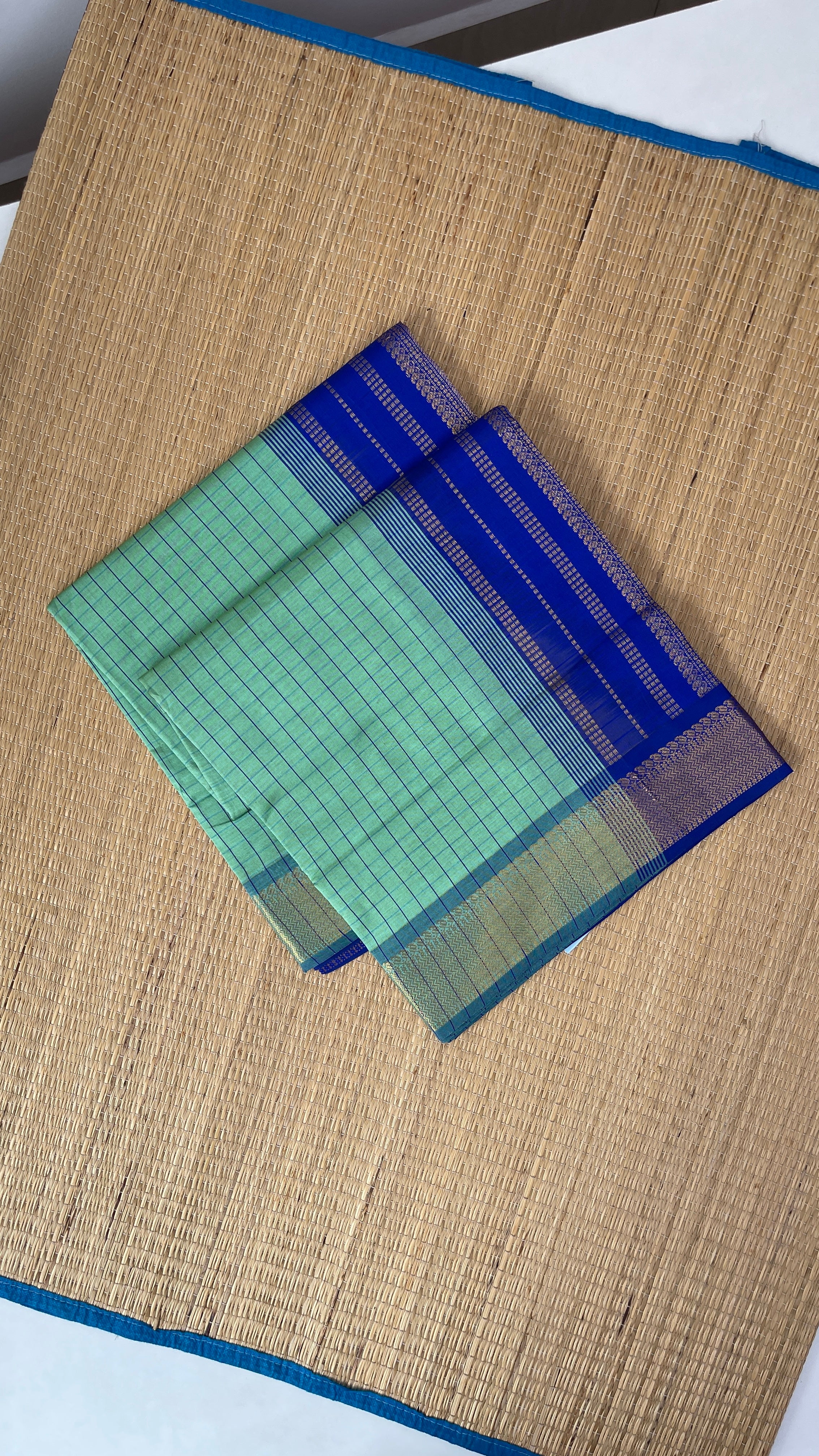 Pastel Shade Checked Saree With Checked Pattern