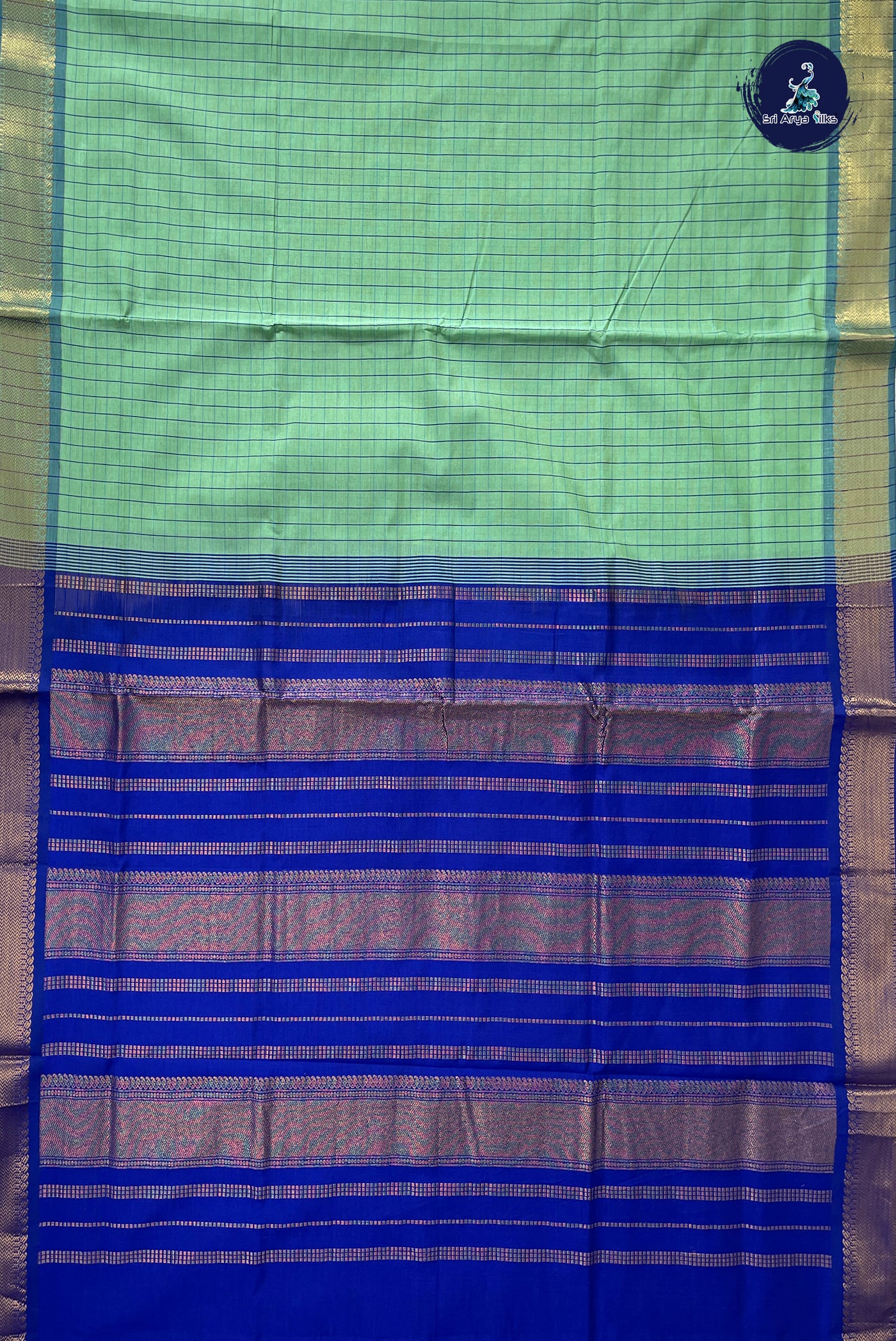 Pastel Shade Checked Saree With Checked Pattern