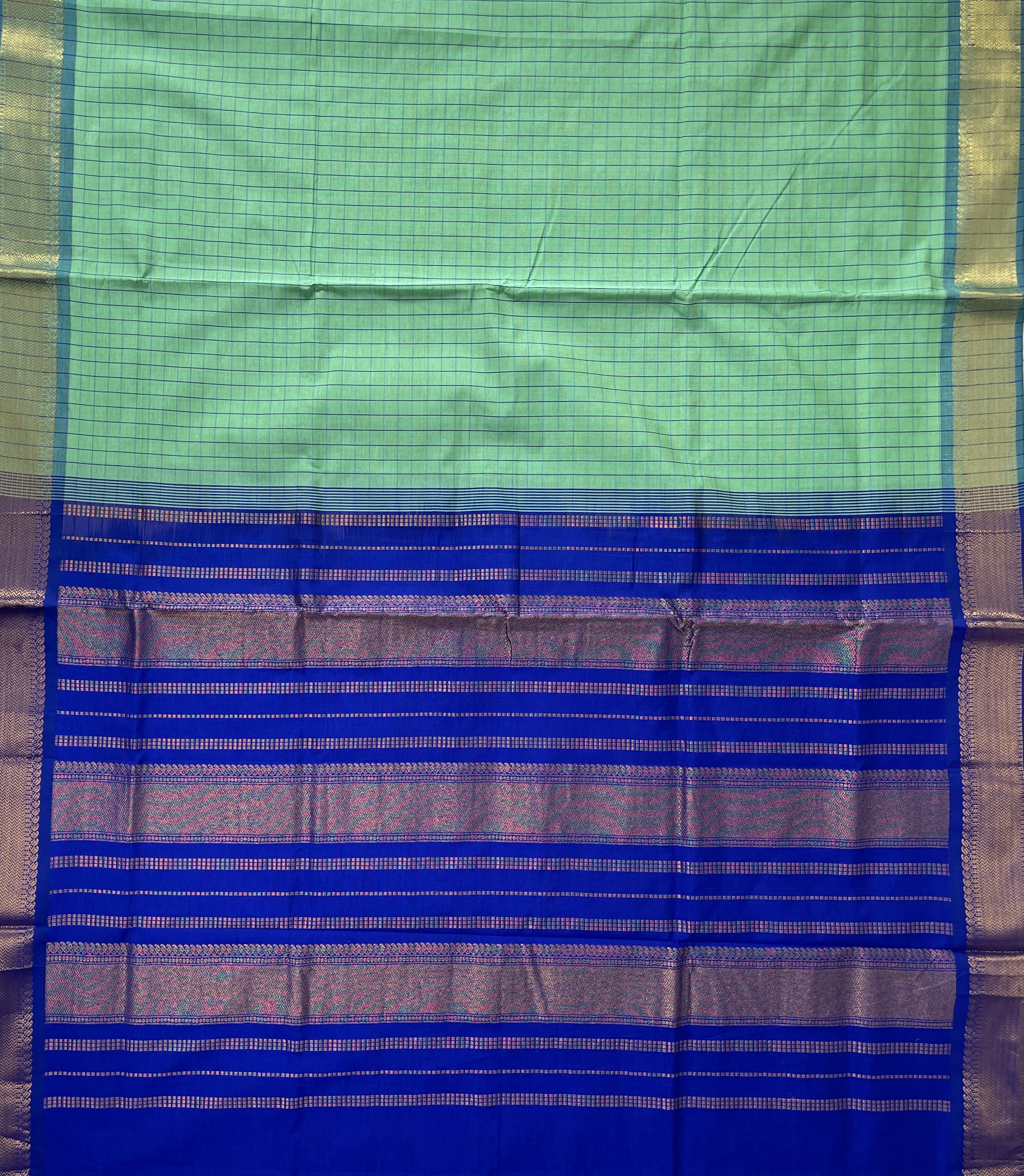 Pastel Shade Checked Saree With Checked Pattern