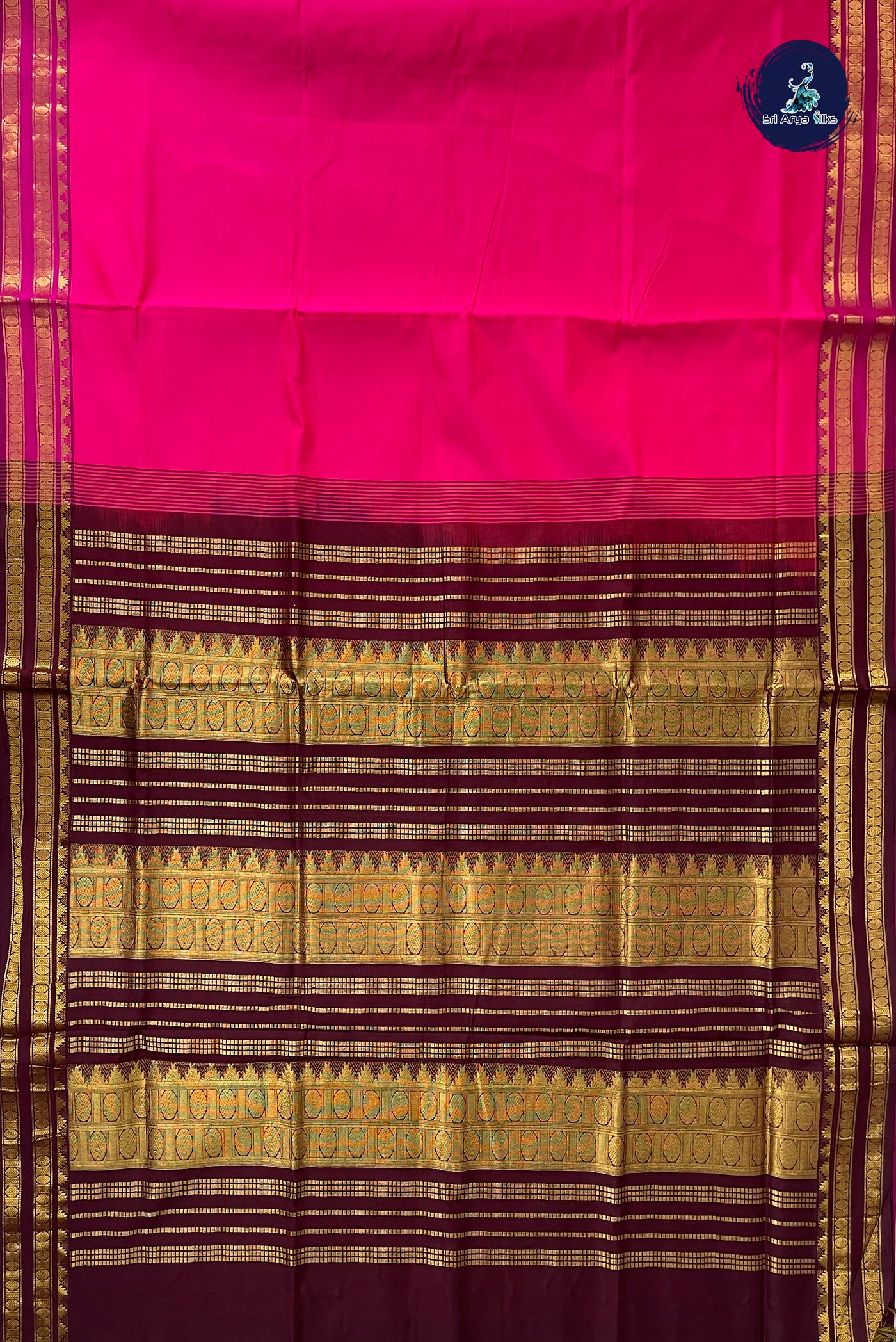 Pink Half Pure Silk Cotton Saree With Plain Pattern