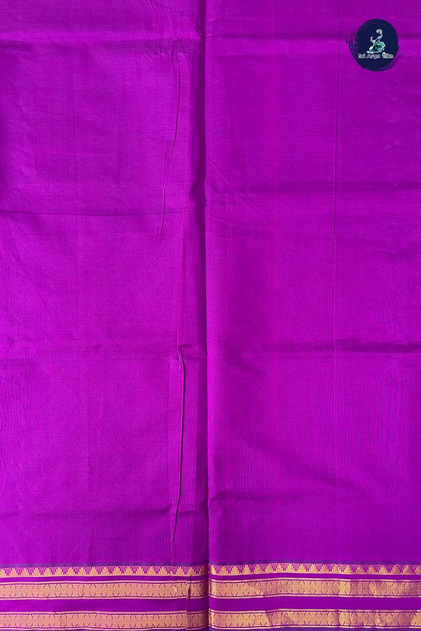 Blue Half Pure Silk Cotton Saree With Plain Pattern