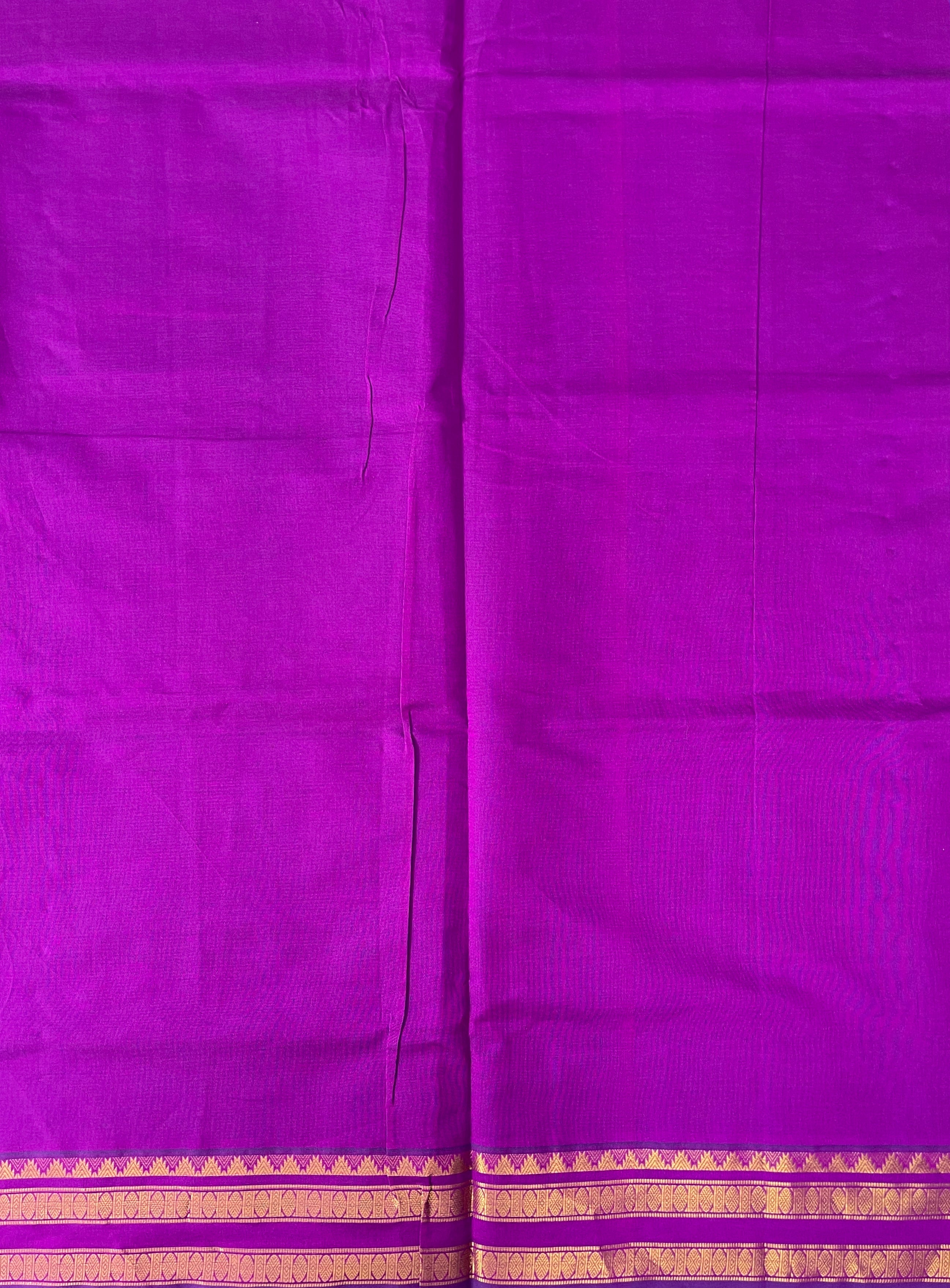 Blue Half Pure Silk Cotton Saree With Plain Pattern