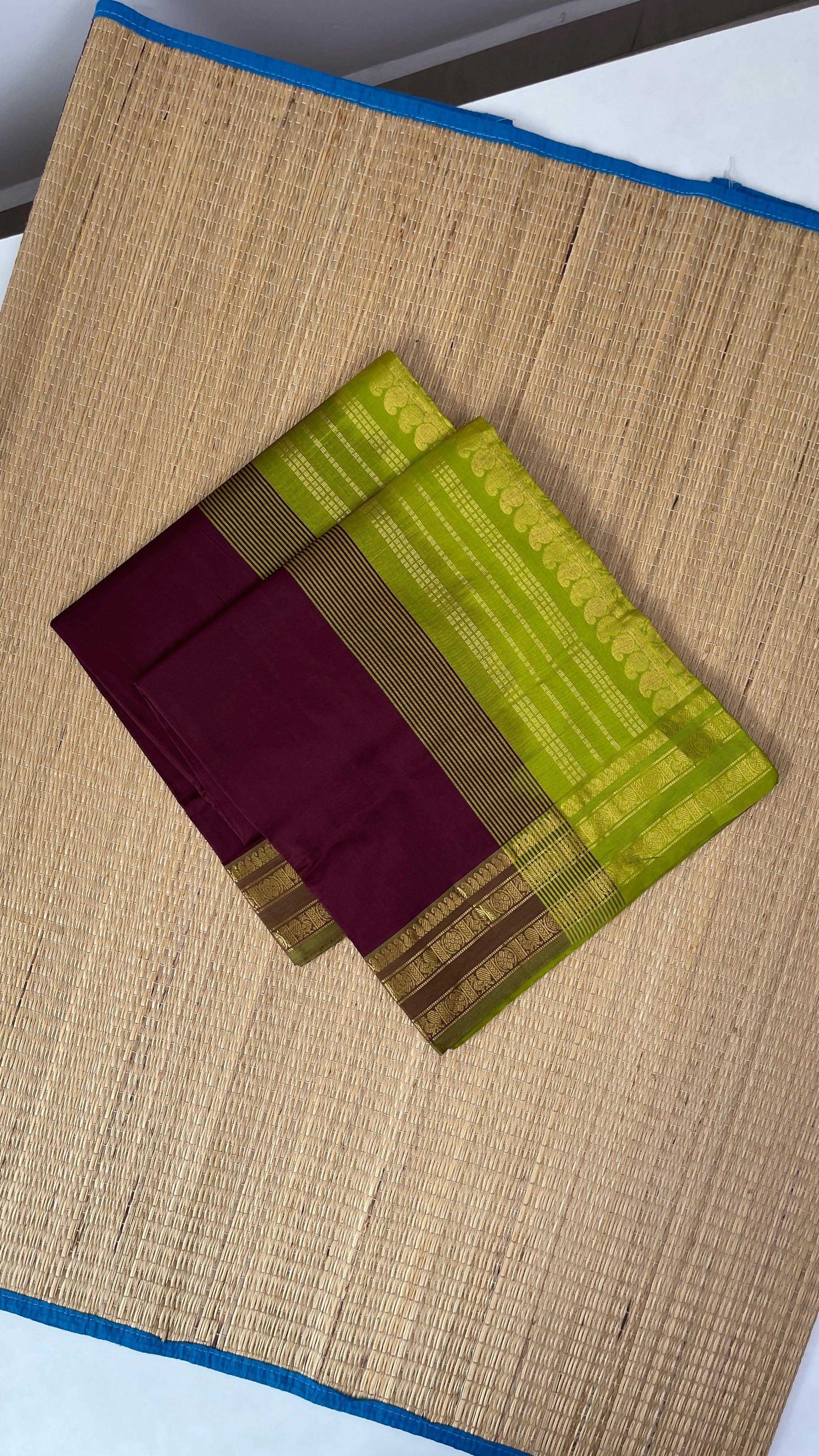 Coffee Brown Half Pure Silk Cotton Saree With Plain Pattern