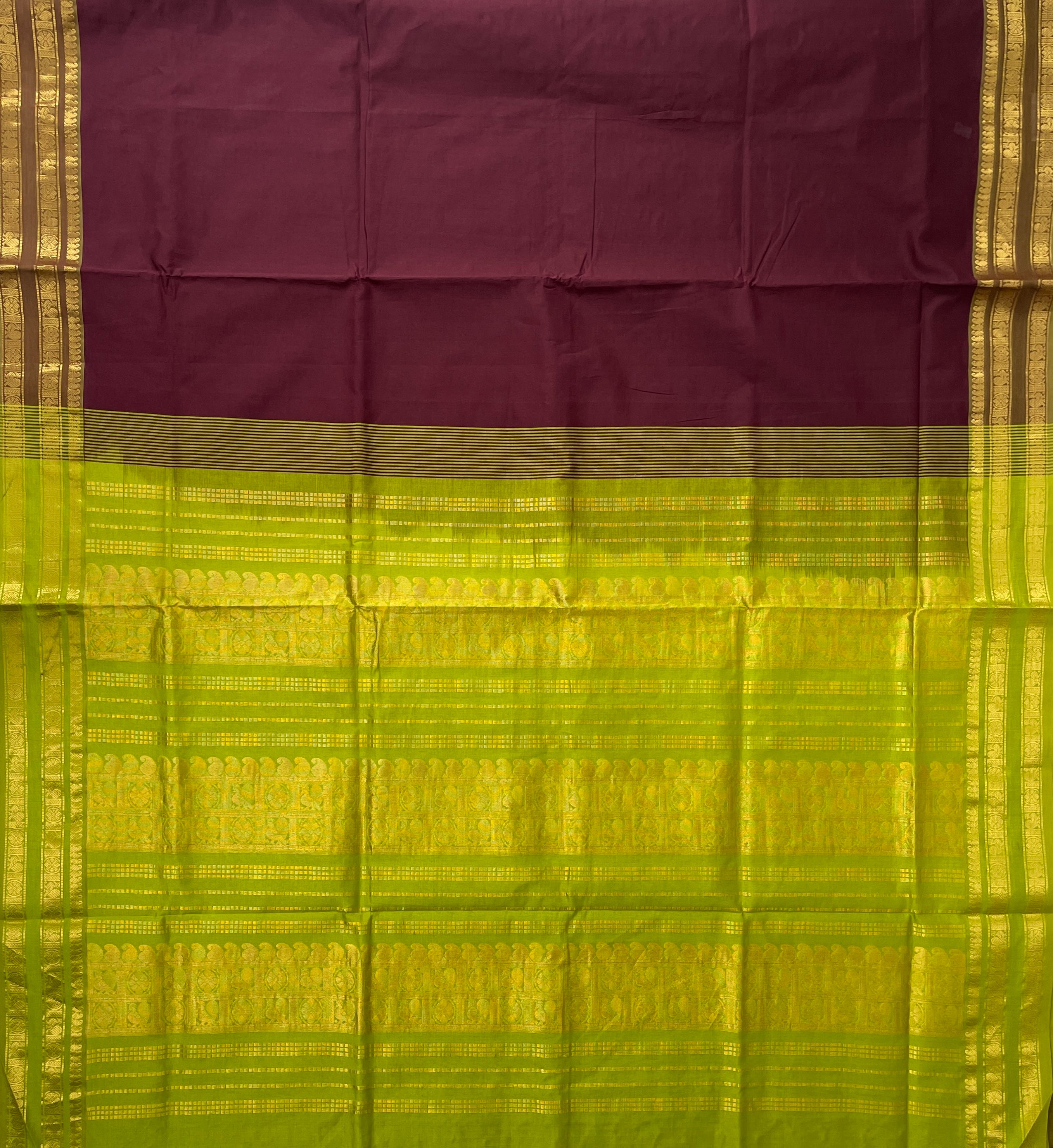 Coffee Brown Half Pure Silk Cotton Saree With Plain Pattern