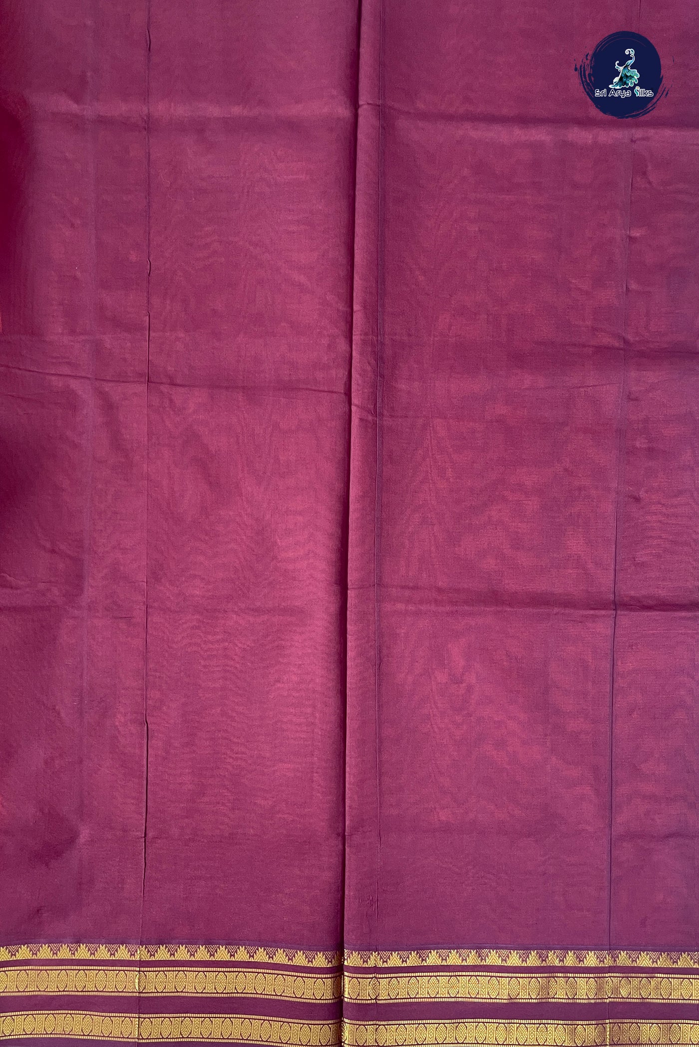 Orange Half Pure Silk Cotton Saree With Plain Pattern