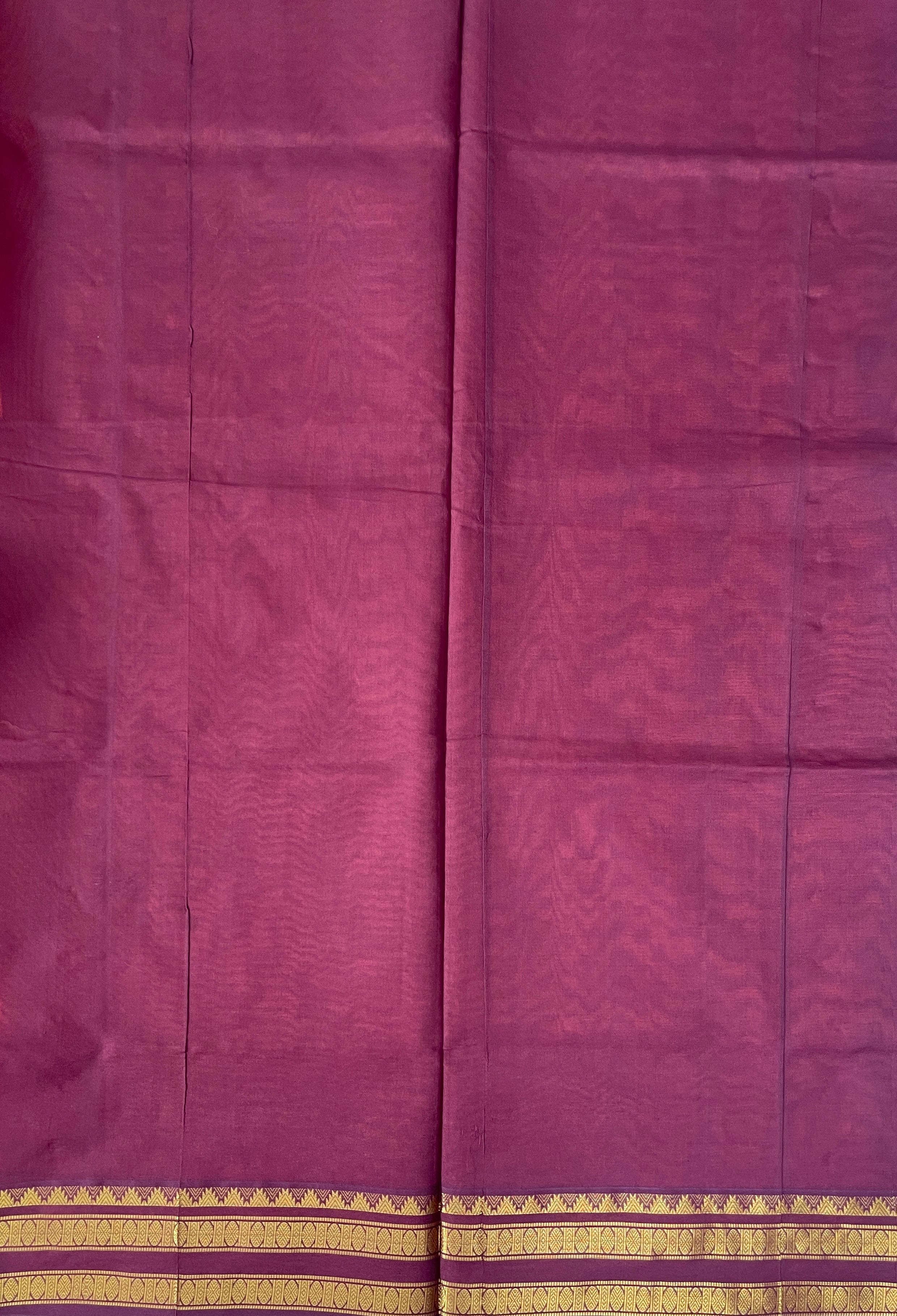 Orange Half Pure Silk Cotton Saree With Plain Pattern