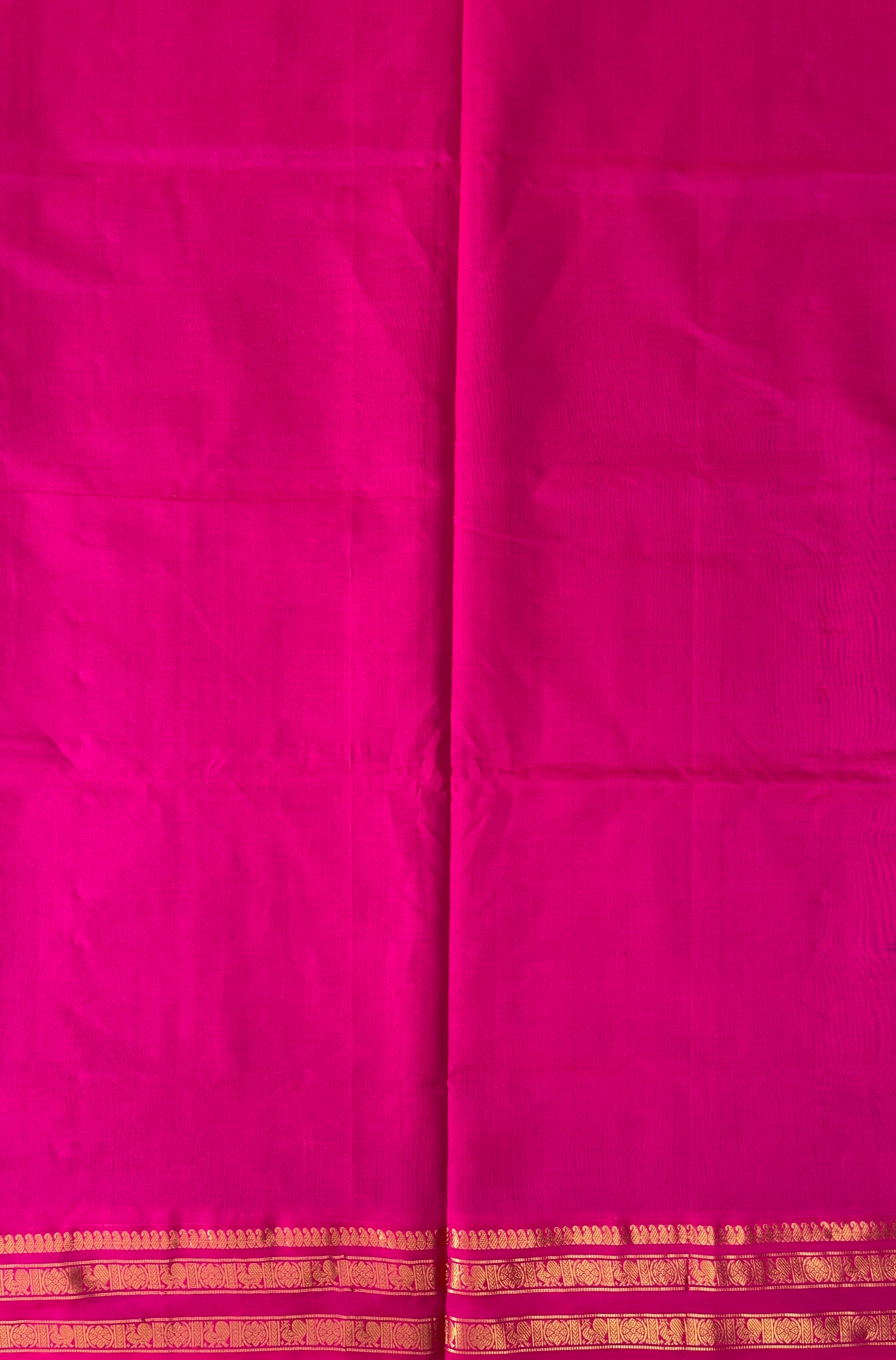 Mehendi Green Half Pure Silk Cotton Saree With Plain Pattern