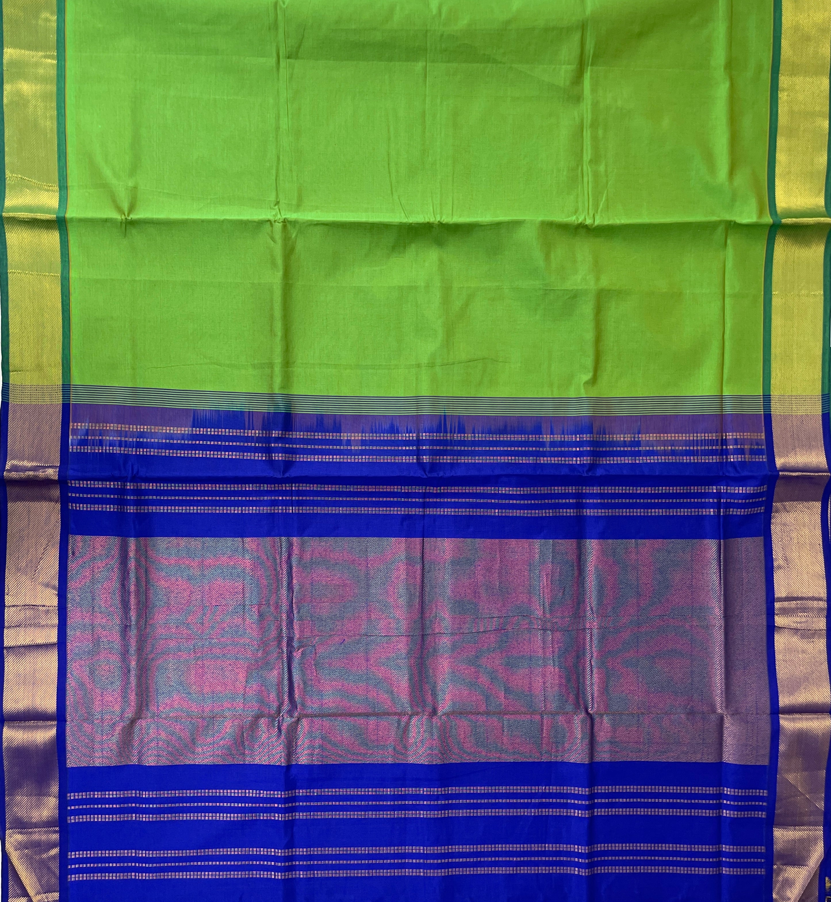Light Green Half Pure Silk Cotton Saree With Plain Pattern