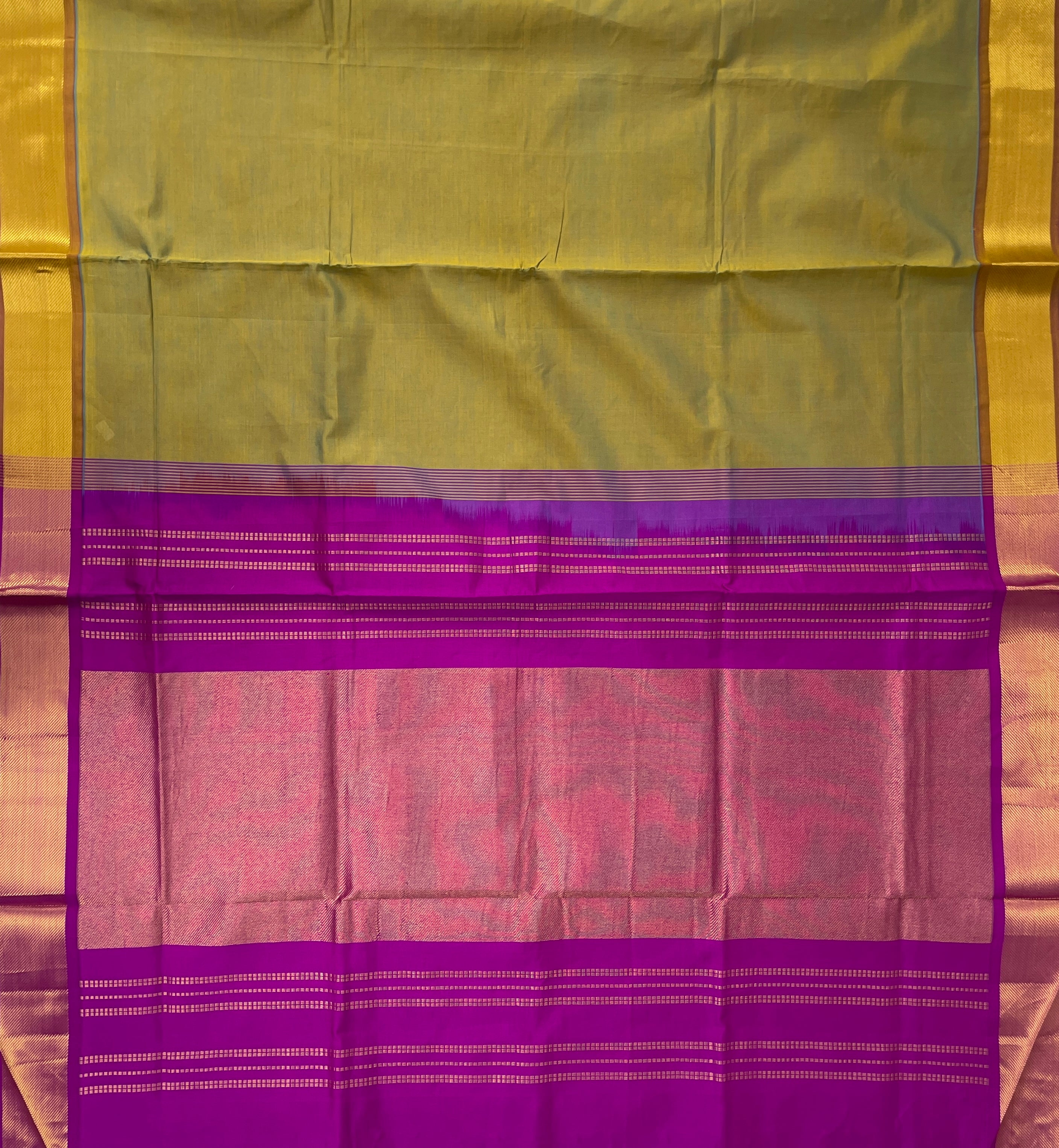 Pastel Shade Half Pure Silk Cotton Saree With Plain Pattern