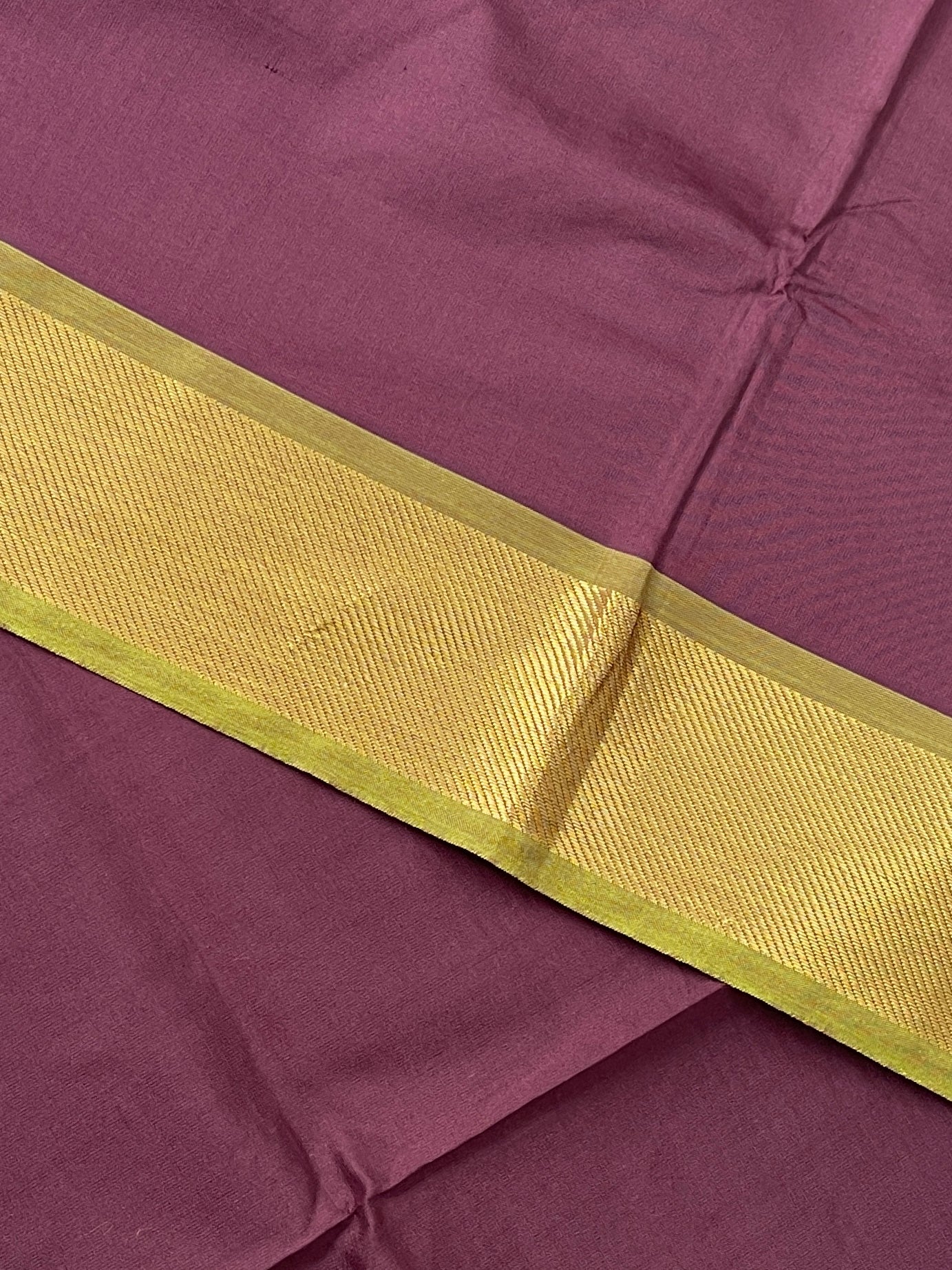 Brown Half Pure Silk Cotton Saree With Plain Pattern