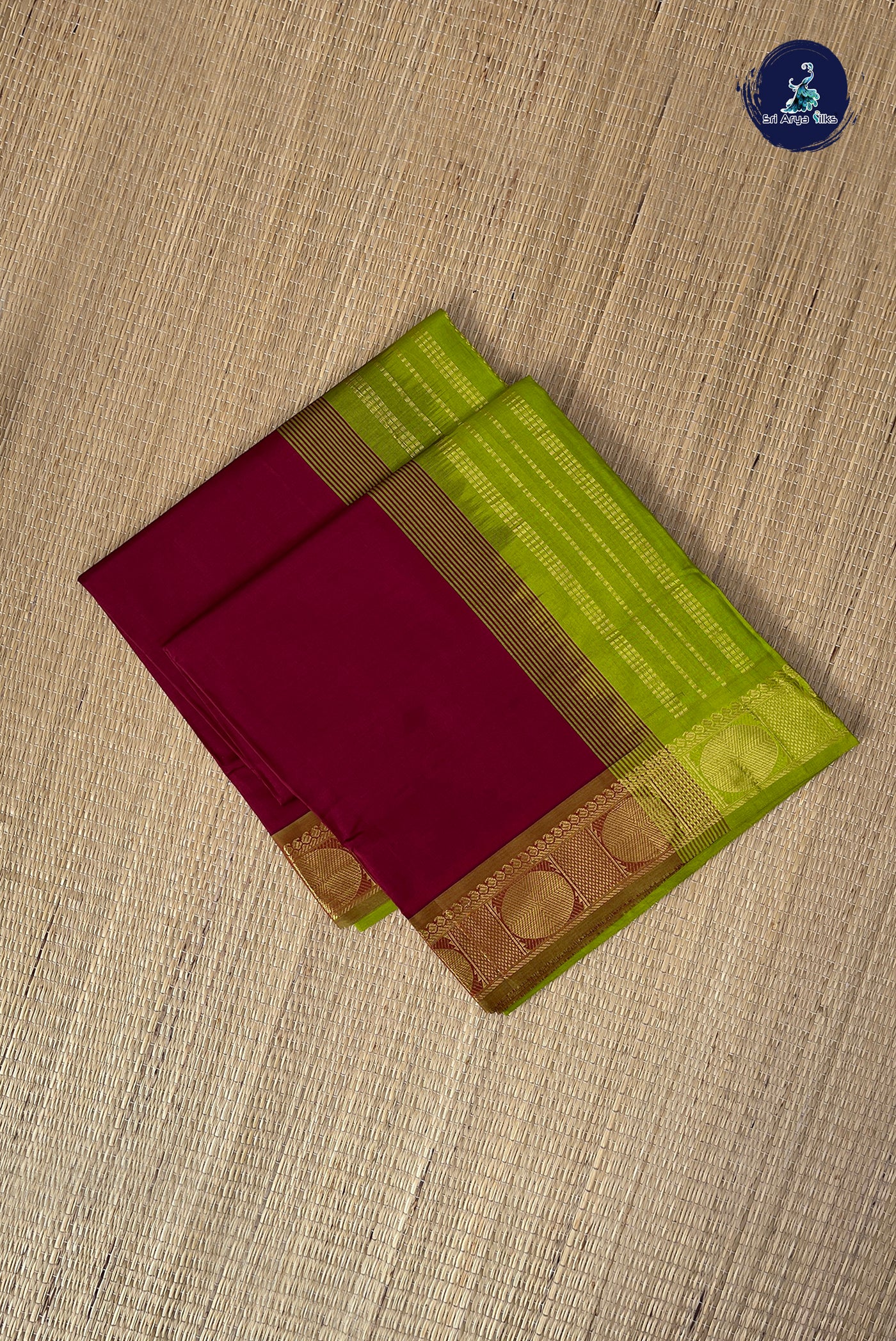 Brown Half Pure Silk Cotton Saree With Plain Pattern