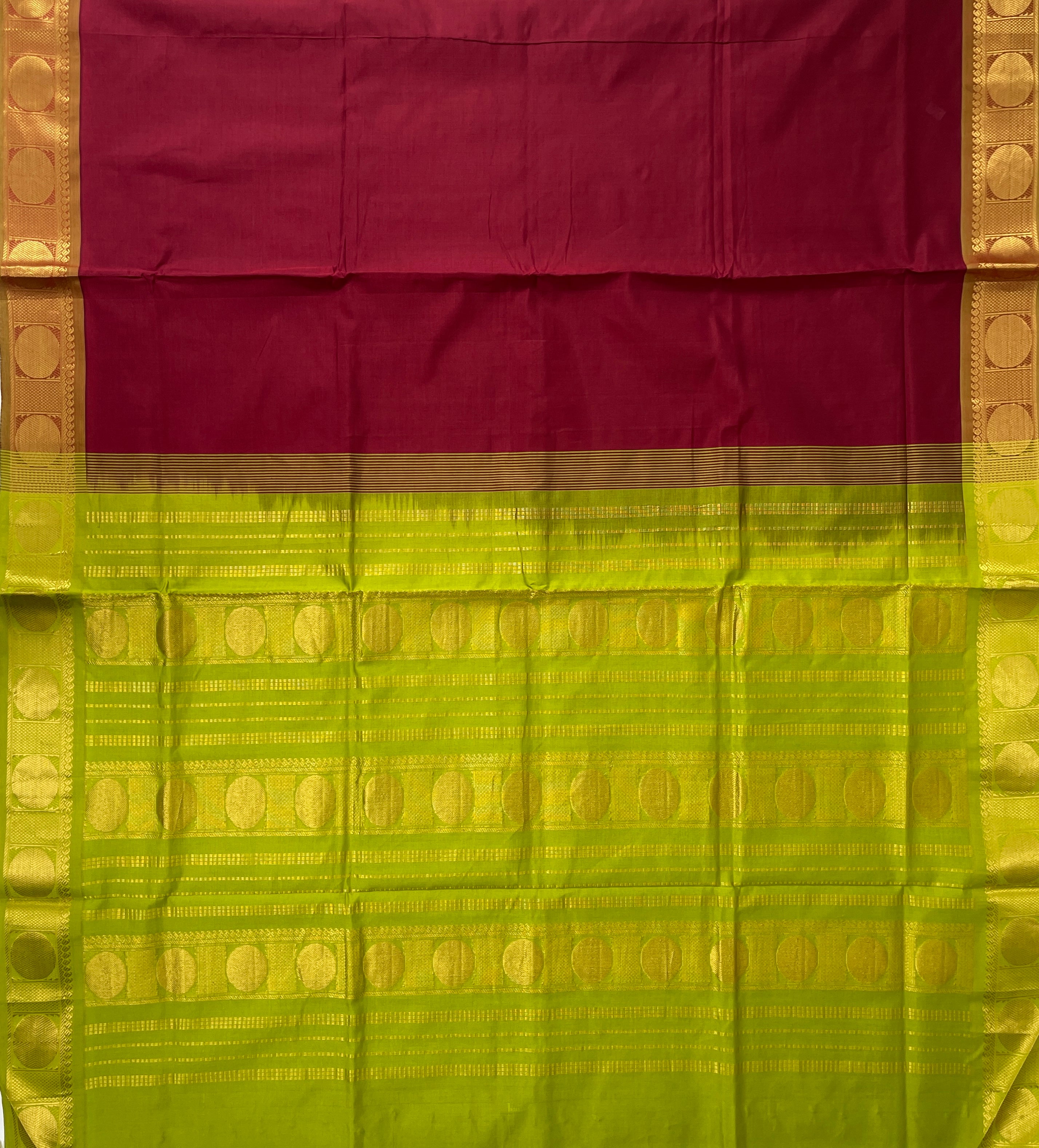 Brown Half Pure Silk Cotton Saree With Plain Pattern