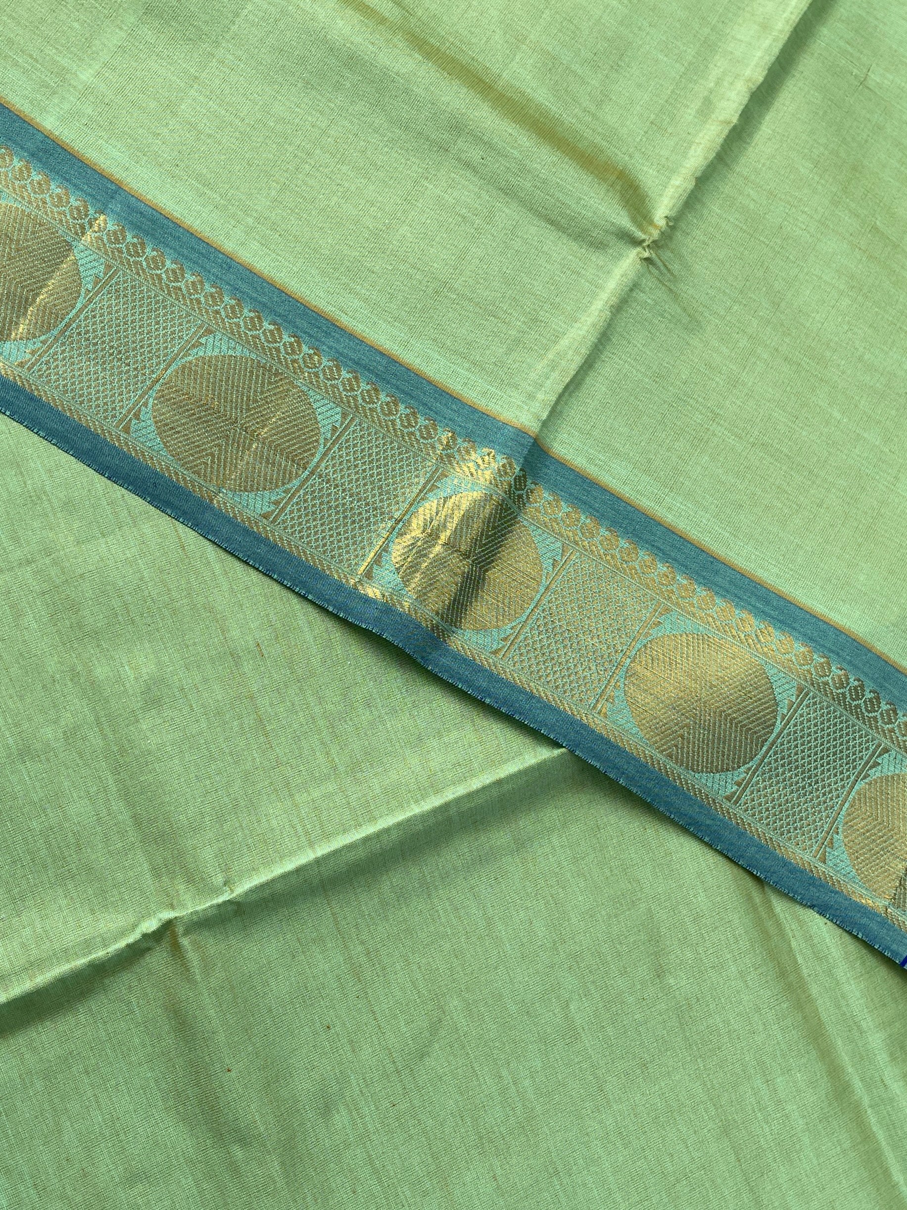 Pastel Shade Half Pure Silk Cotton Saree With Plain Pattern