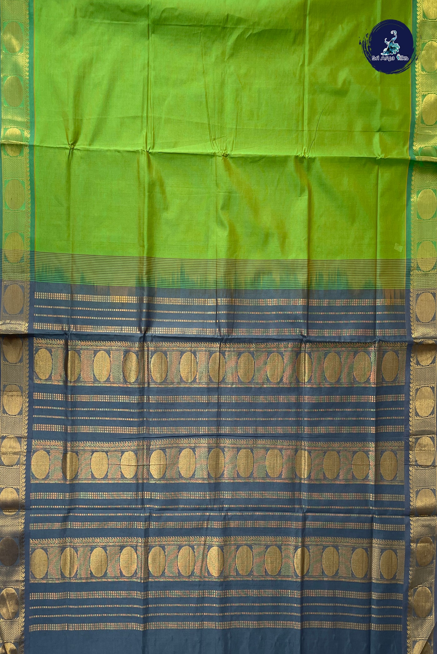Light Green Half Pure Silk Cotton Saree With Plain Pattern