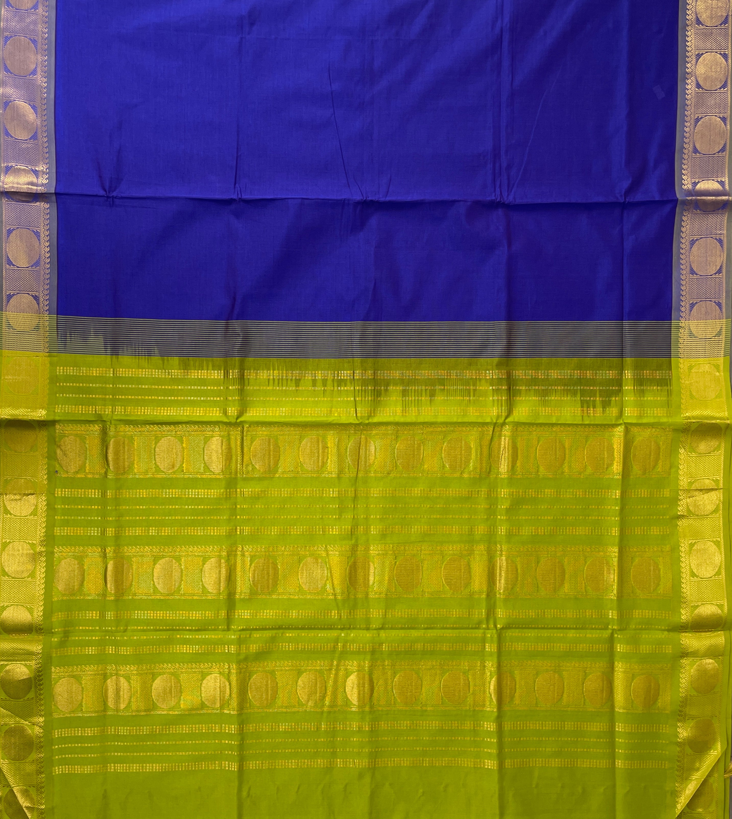 MS Blue Half Pure Silk Cotton Saree With Plain Pattern