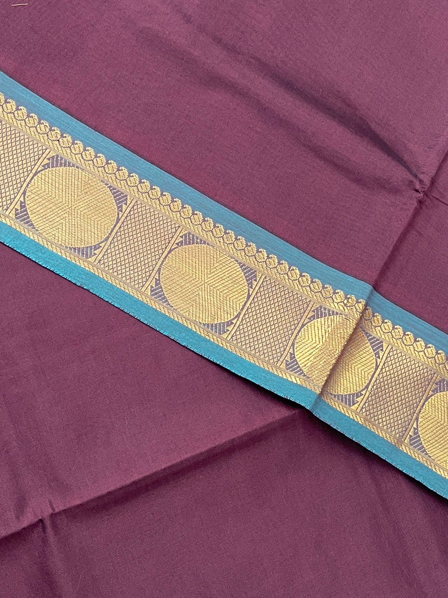 Blue Half Pure Silk Cotton Saree With Plain Pattern